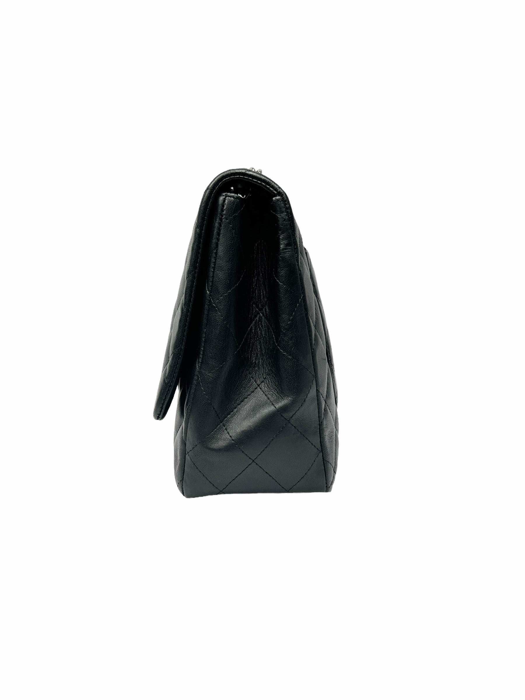 Black Quilted Lambskin Single Flap Classic Jumbo w/SHW