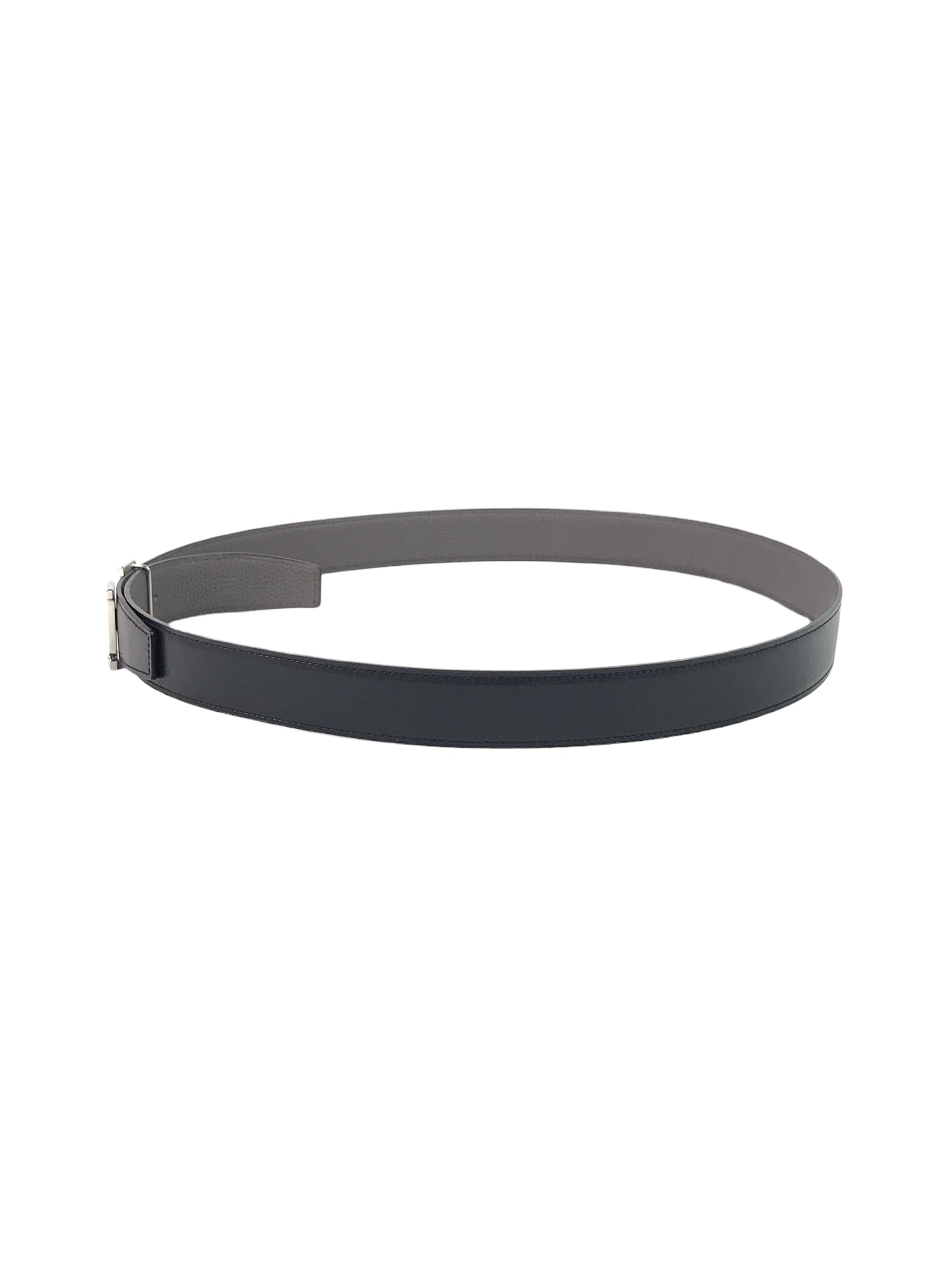 Black Box Calf/Etain Togo Leather H Belt W/PHW