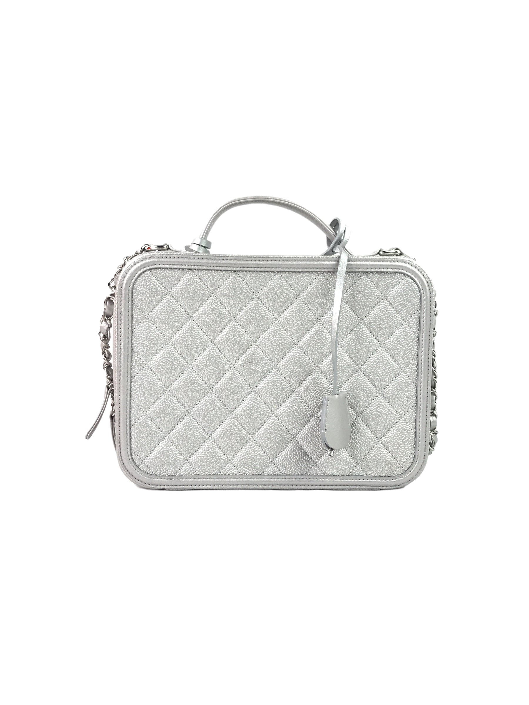 Caviar Silver Large CC Vanity Case Bag W/SHW