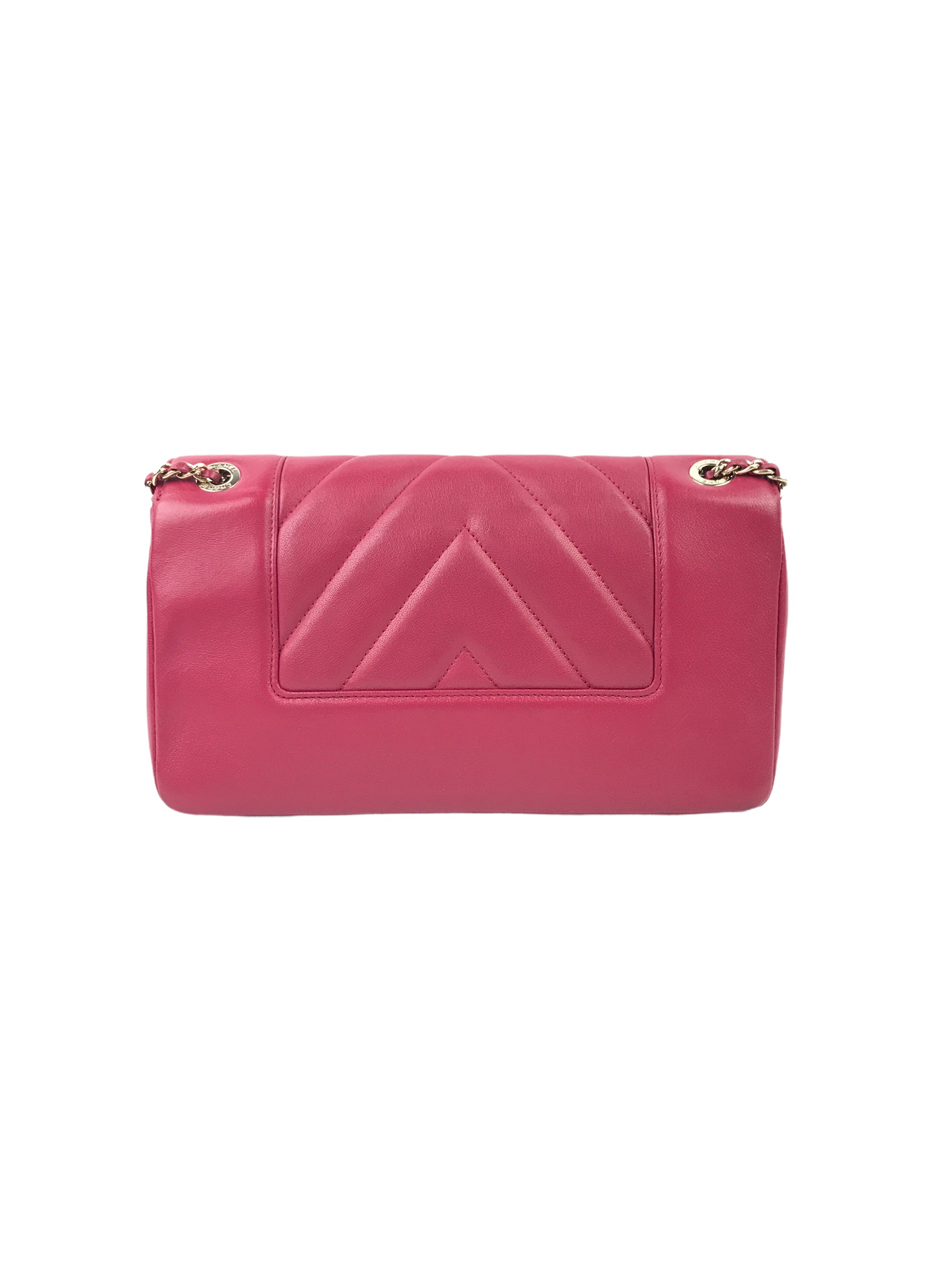 Fuchsia Pink Mademoiselle Vintage Sheepskin Flap Bag W/GHW