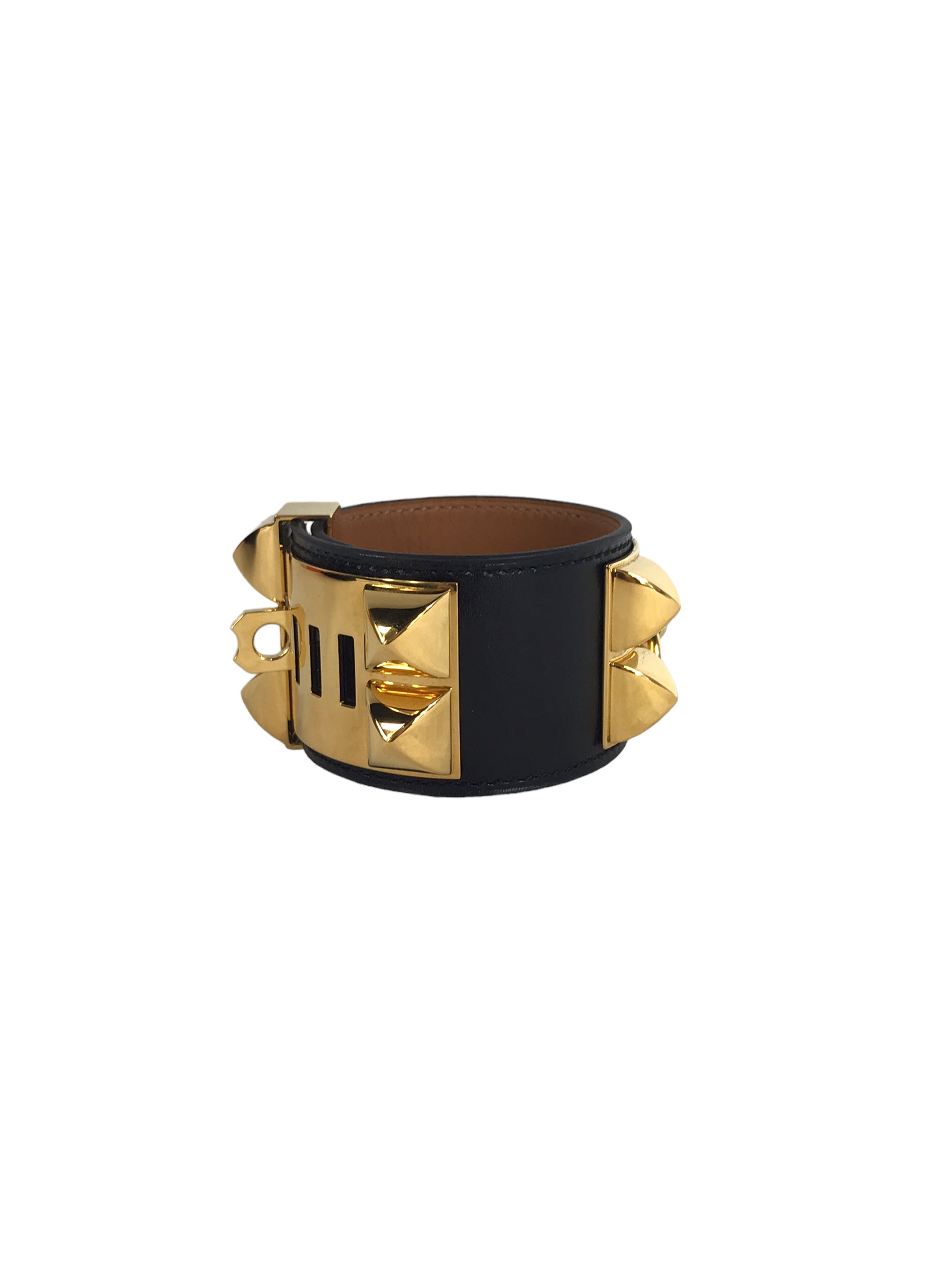 Black Box Calf Leather Collier De Chien Bracelet W/GHW