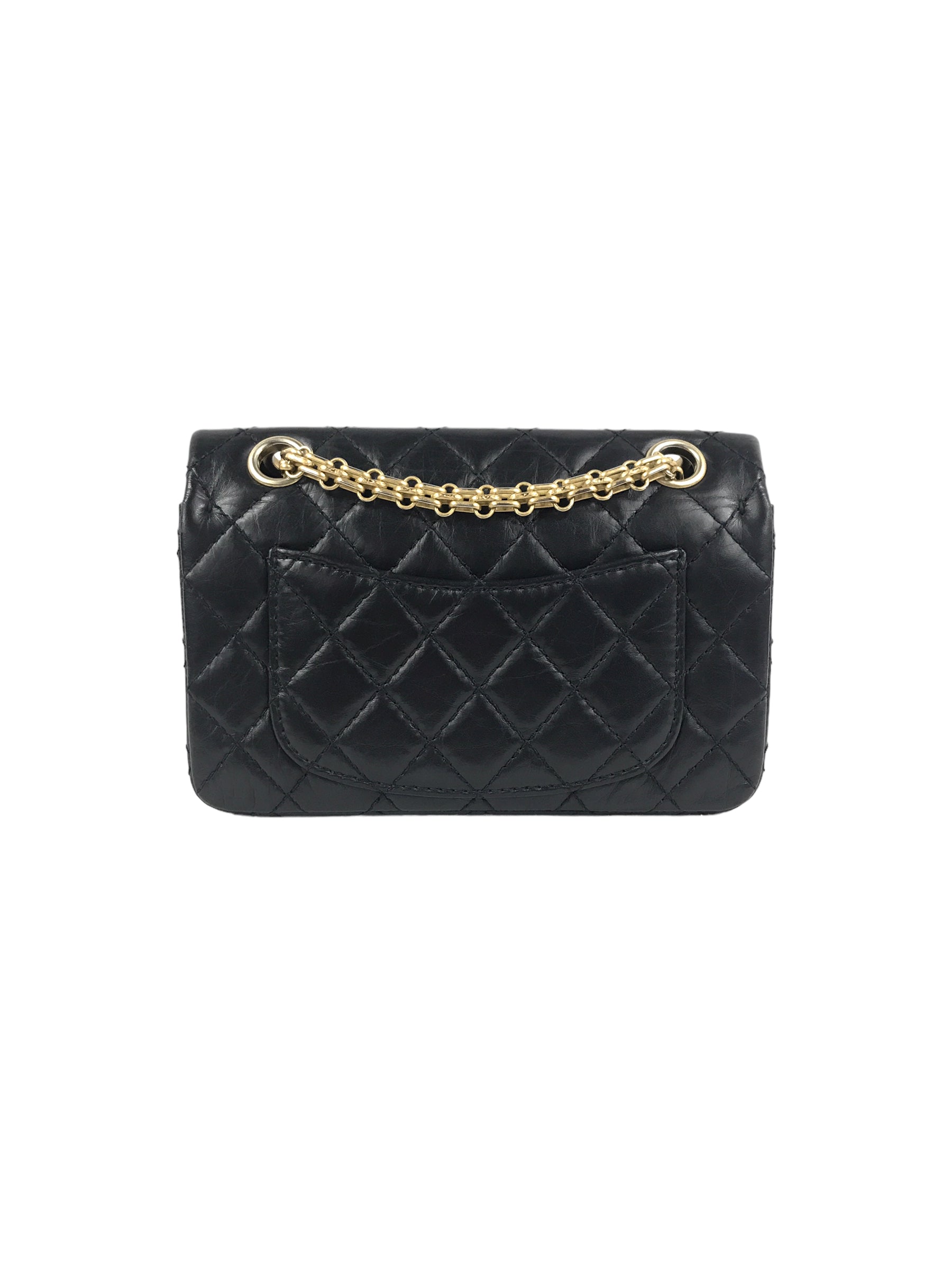 Black Quilted Crinkled Lambskin Reissue Mini 2.55 W/AGHW