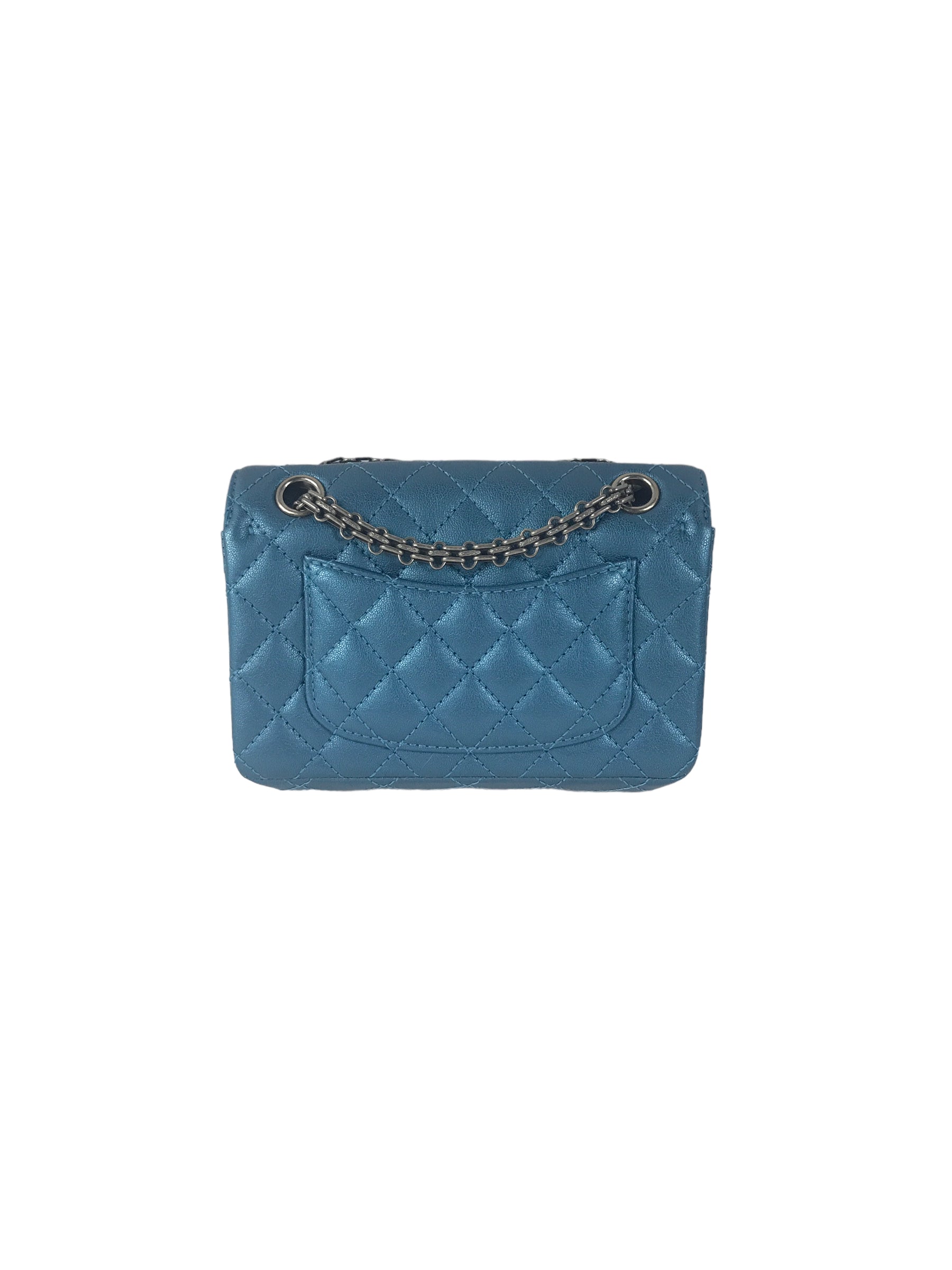 Blue Iridescent Quilted Mini Reissue W/RHW