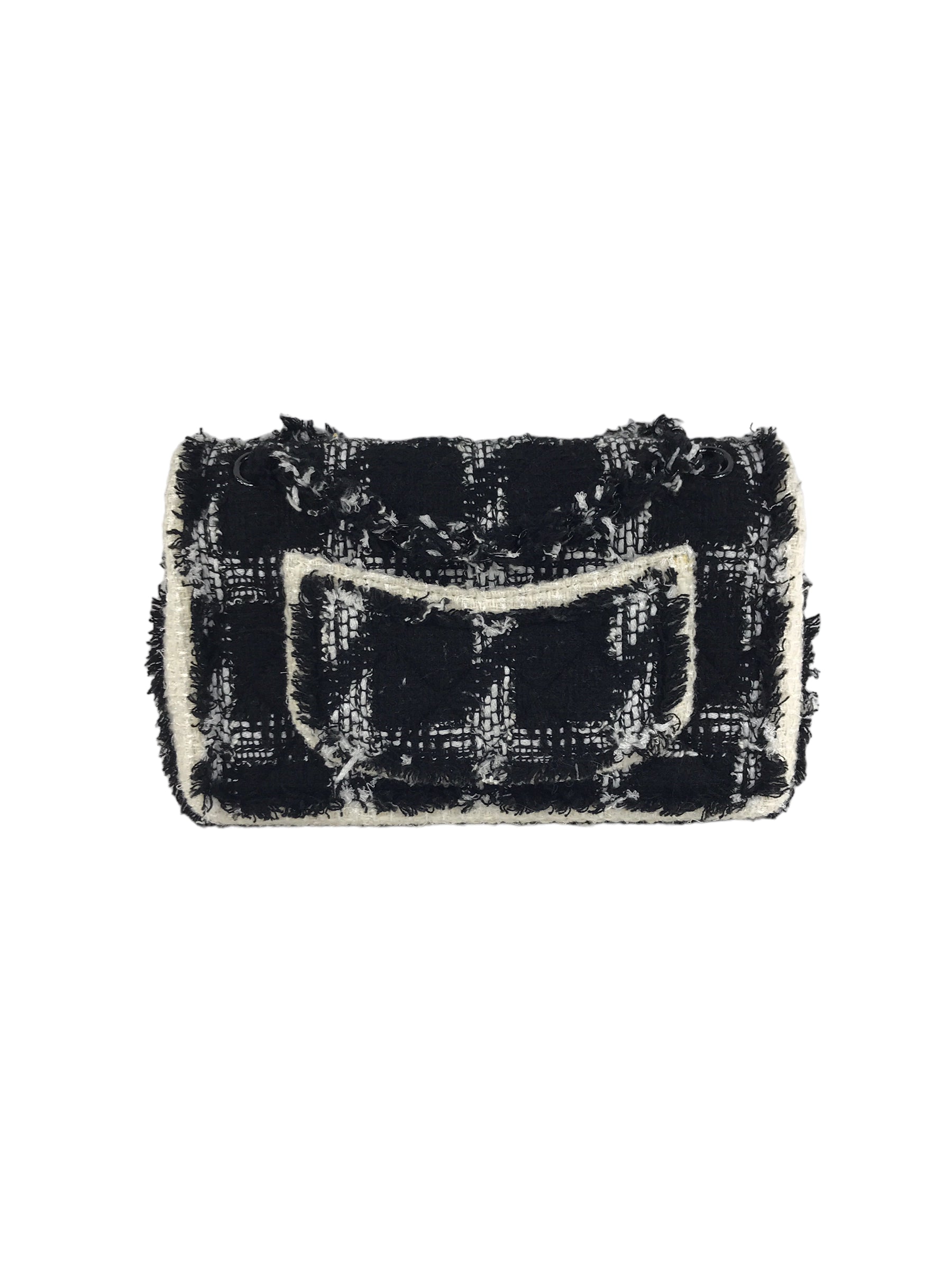 Black/White Tweed Double Flap Medium So Black Bag