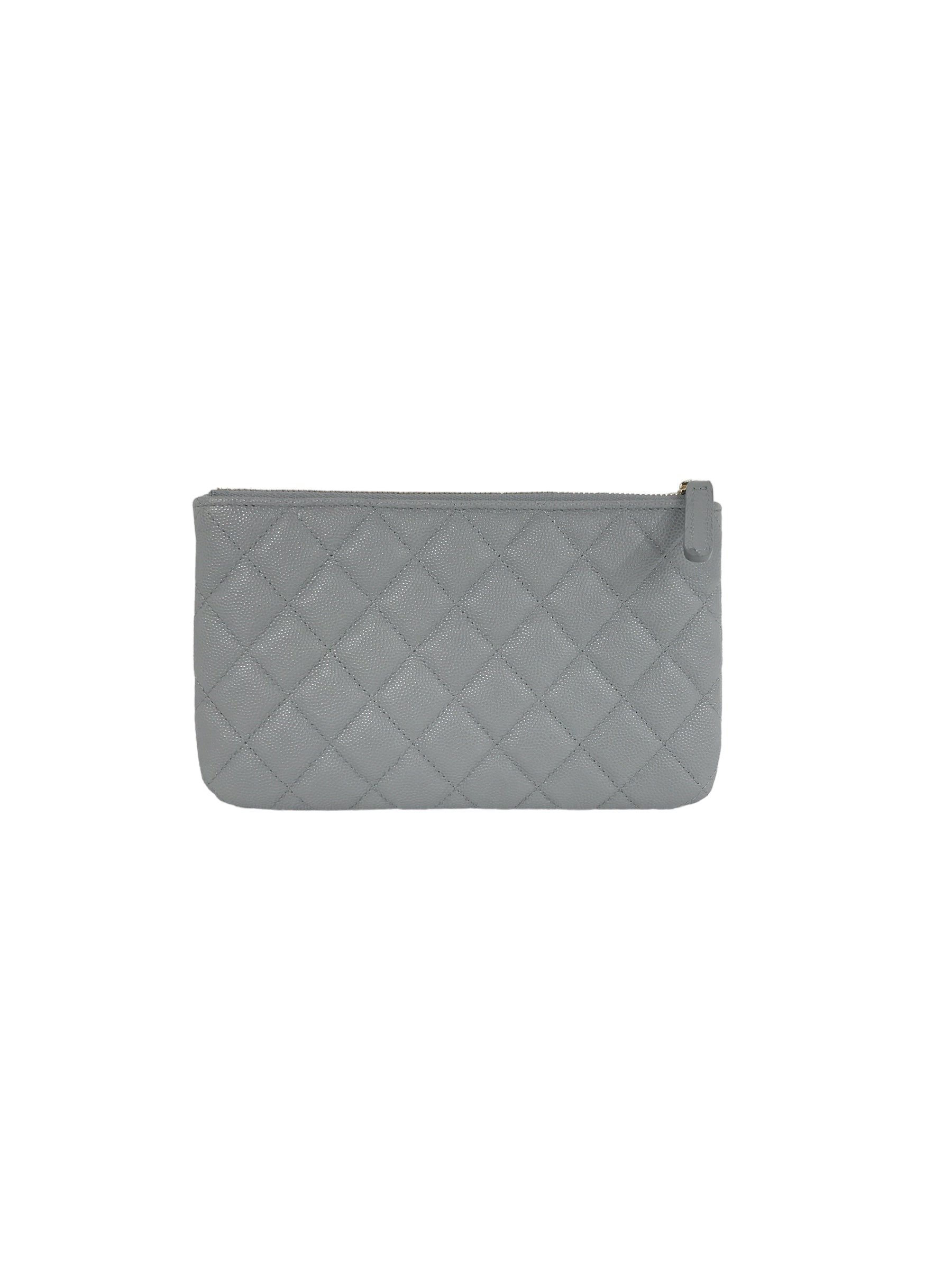 Grey 20C Quilted Caviar O-Pouch W/LGHW