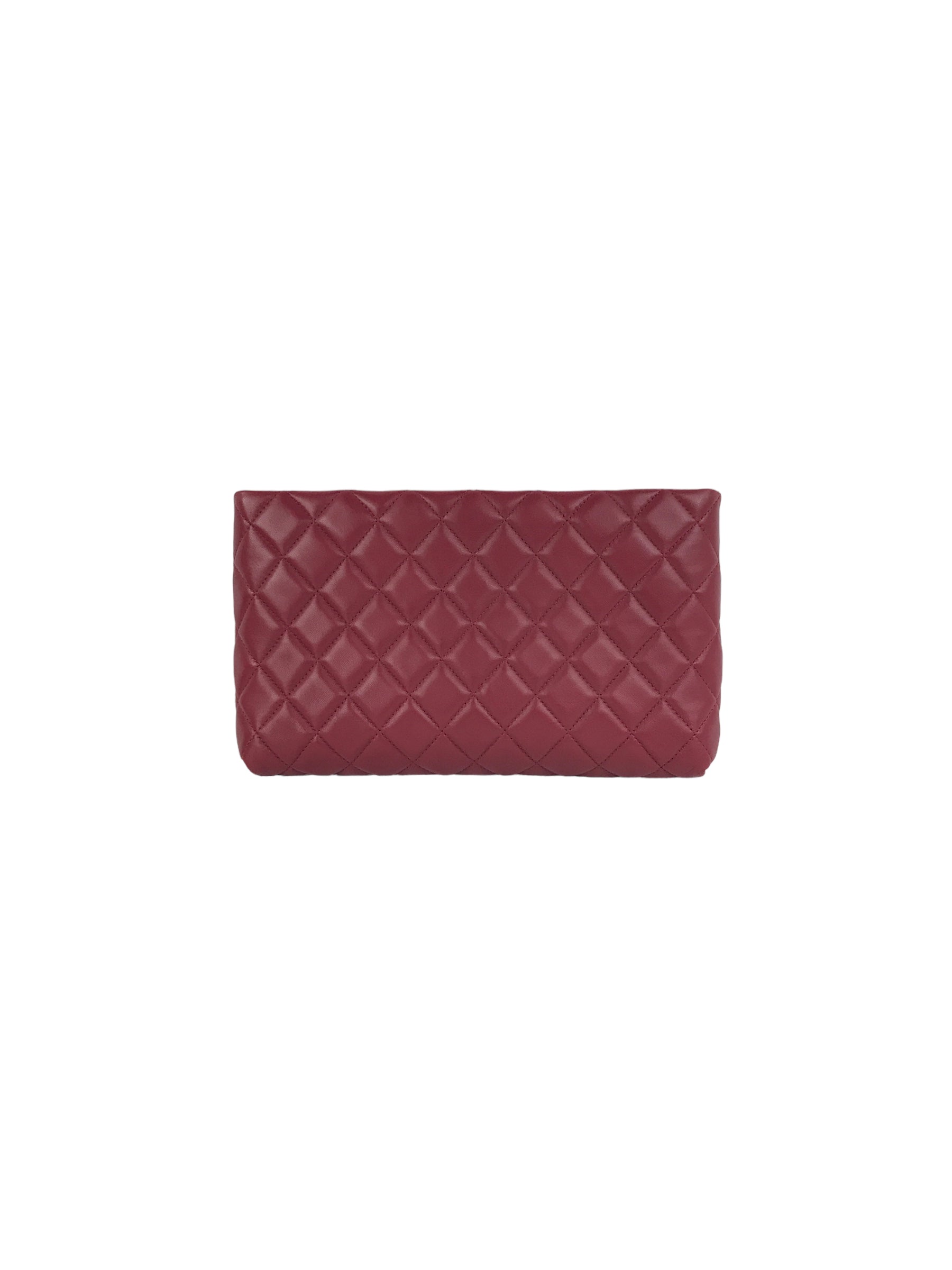 Red Quilted Lambskin CC Clutch W/SHW