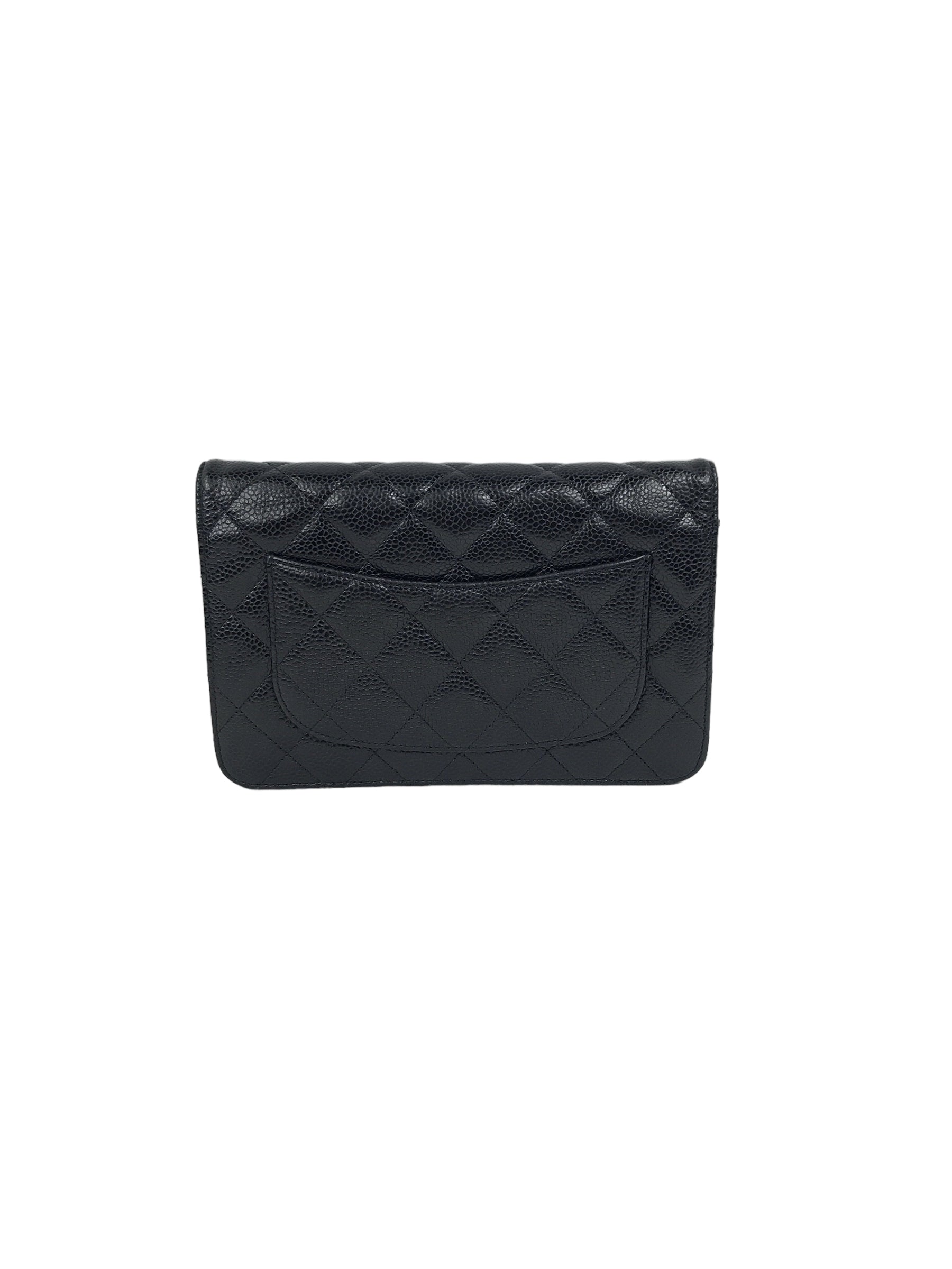Black Caviar Quilted Wallet On Chain W/GHW