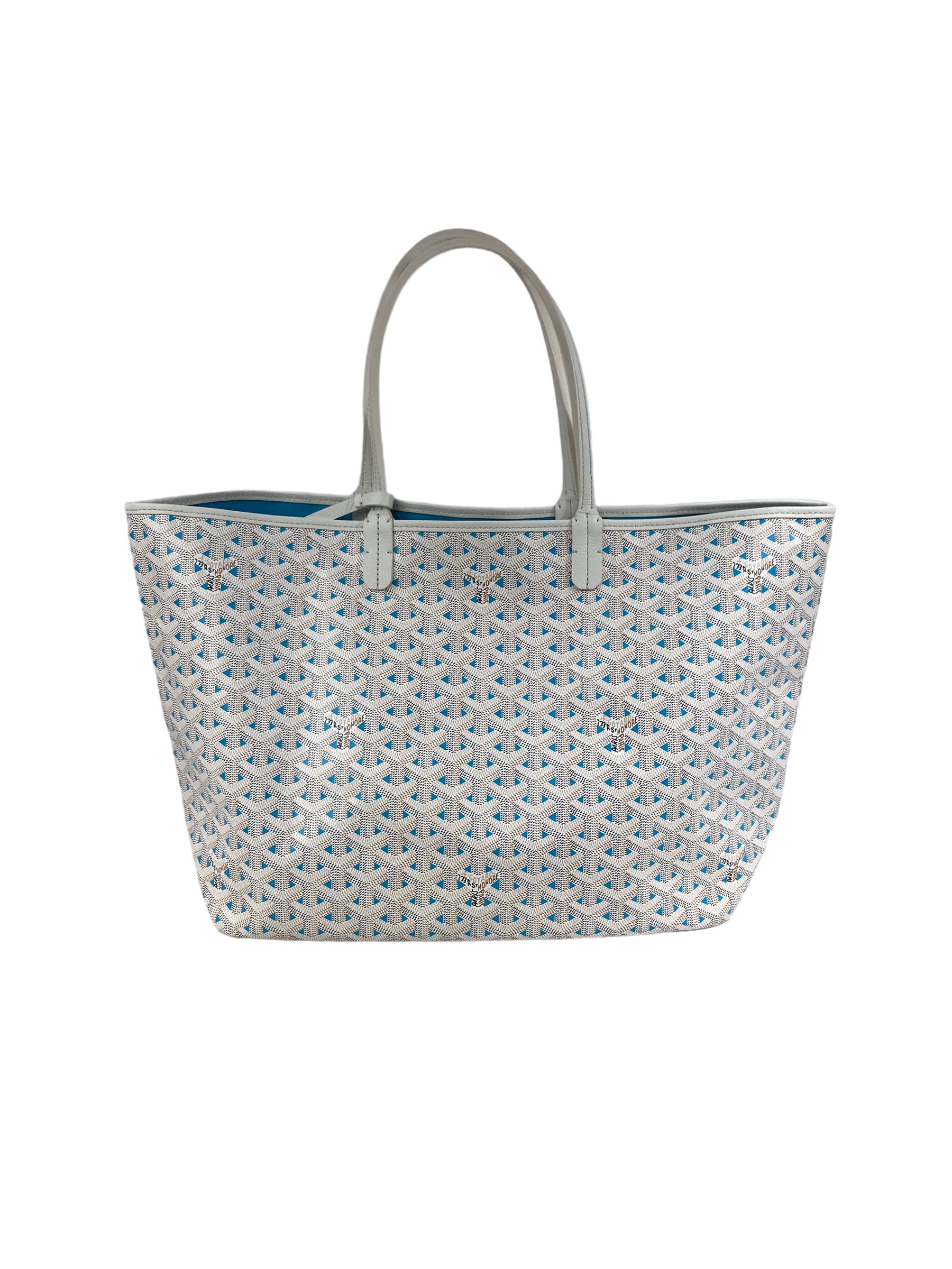 Limited Edition Blue and White Goyardine Canvas and Calfskin Saint Louis Claire-Voie PM Tote