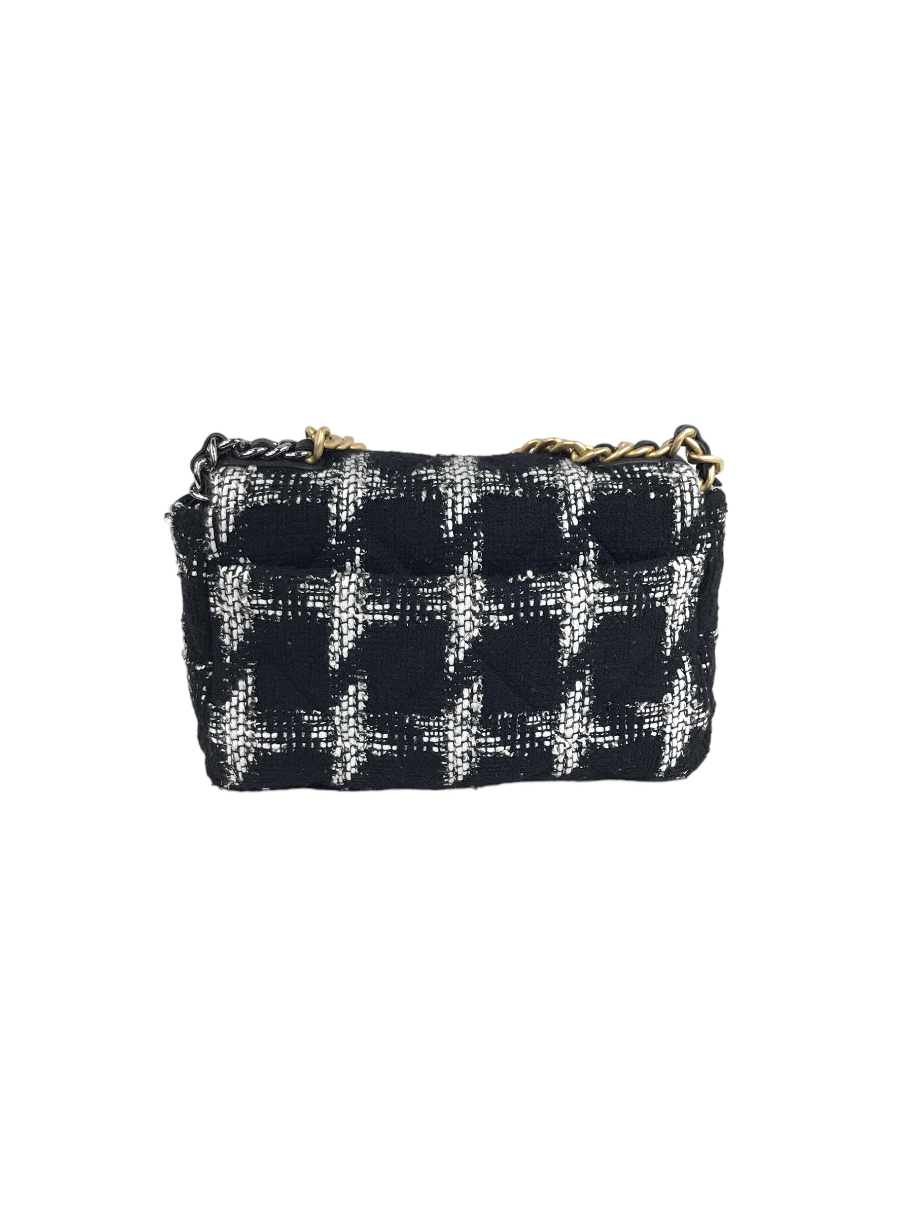 Black/ White Houndstooth Tweed Small 19 W/GHW