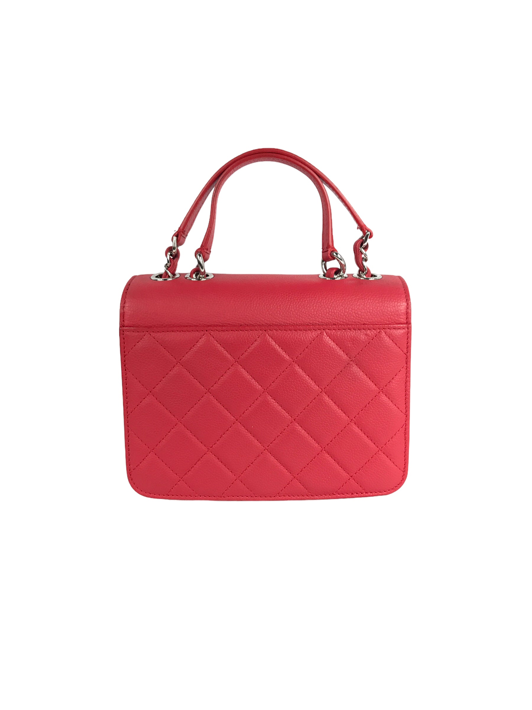 Red Small Caviar CC Box Flap W/SHW