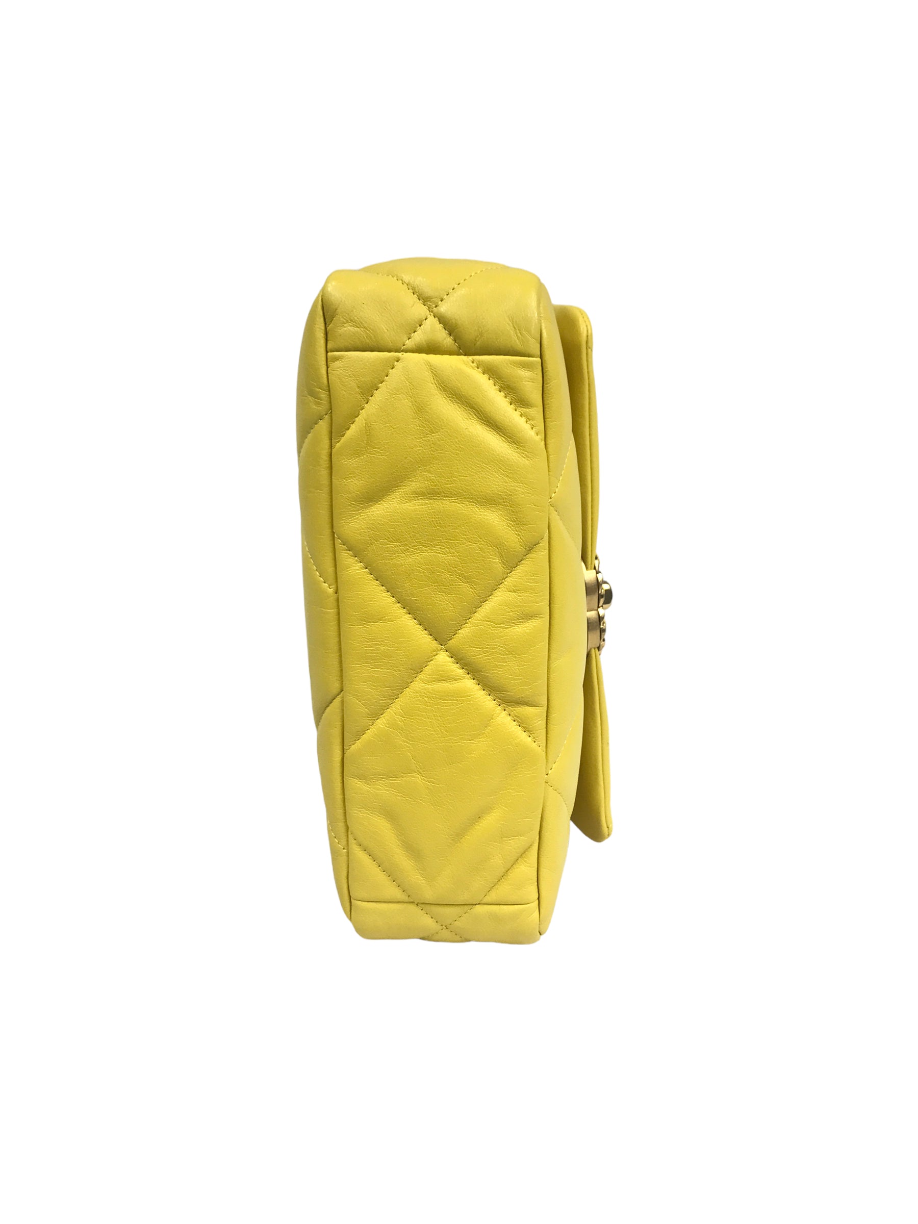 20B1 Yellow Clair Goatskin Quilted 19 Small Flap W/AGHW/SHW/RHW