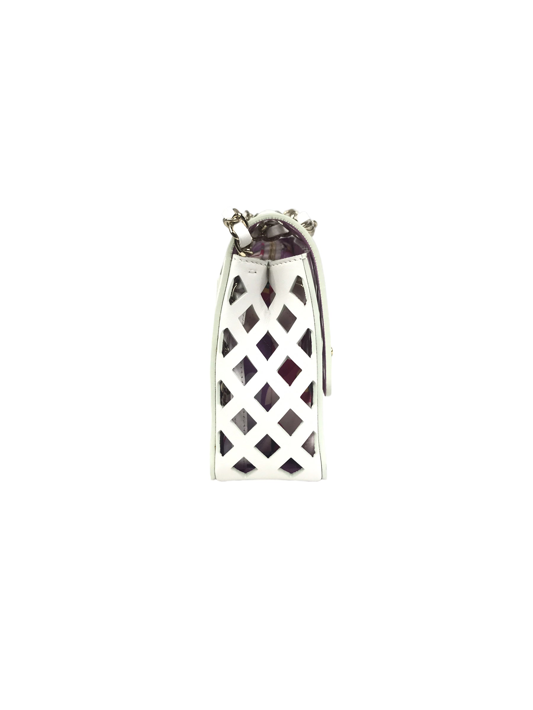 White Leather “See Through” Flap Bag w/GHW