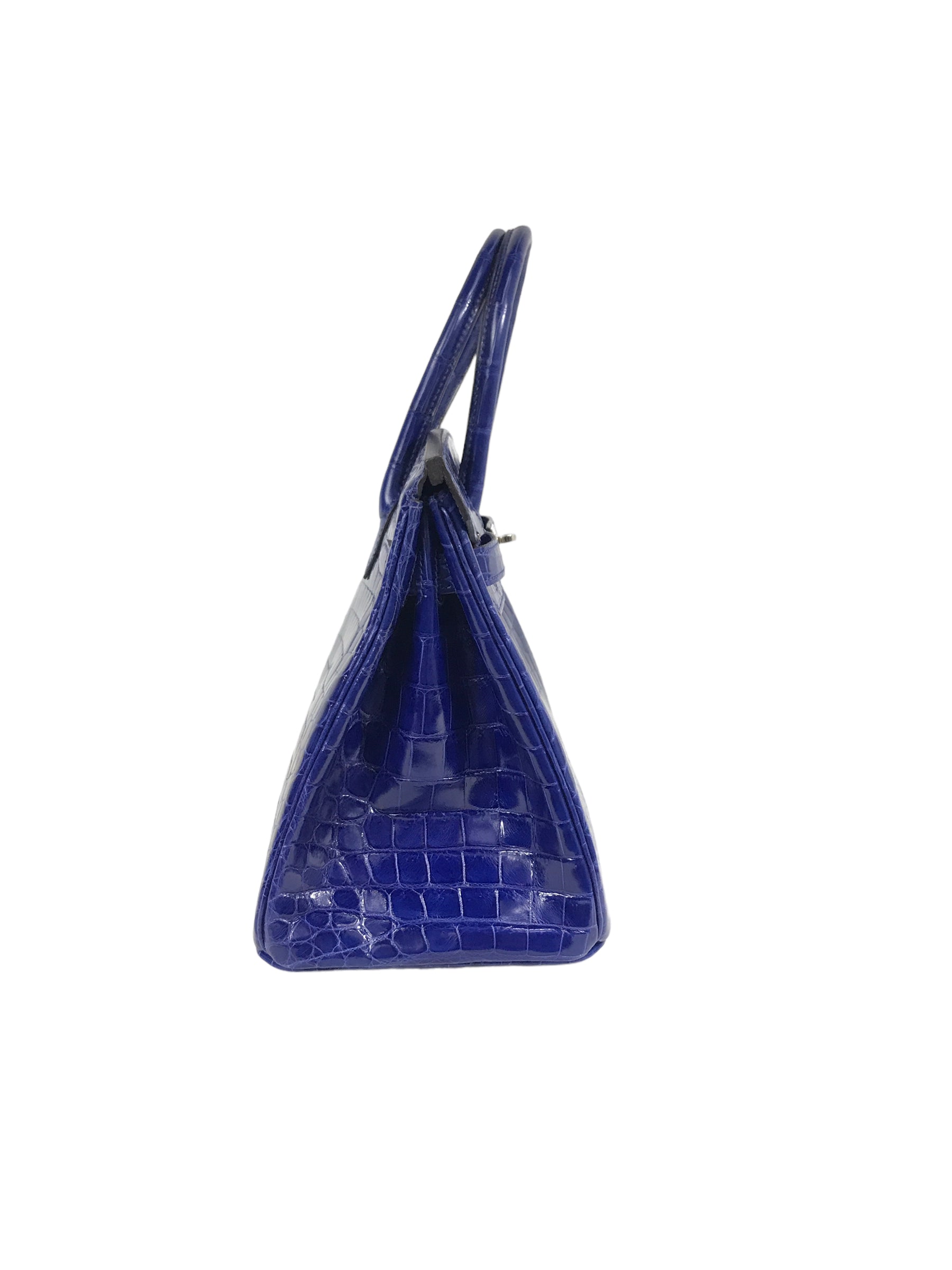 Blue Electric Croc Niloticus Birkin 30 W/ SHW