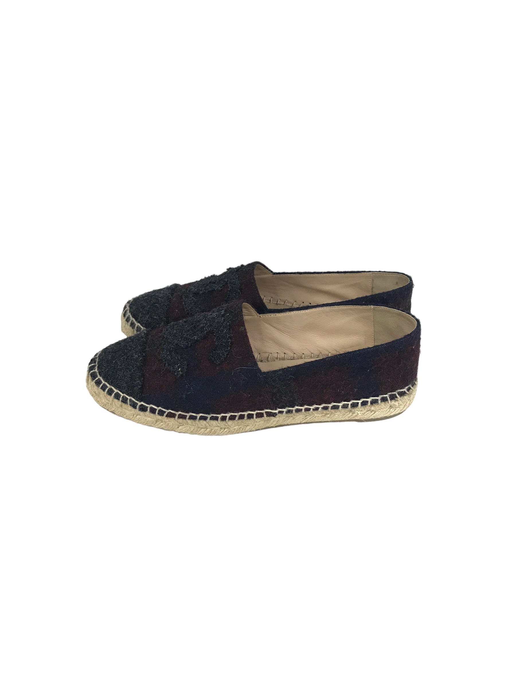 Tweed Burgundy/Navy/Grey CC Espadrilles