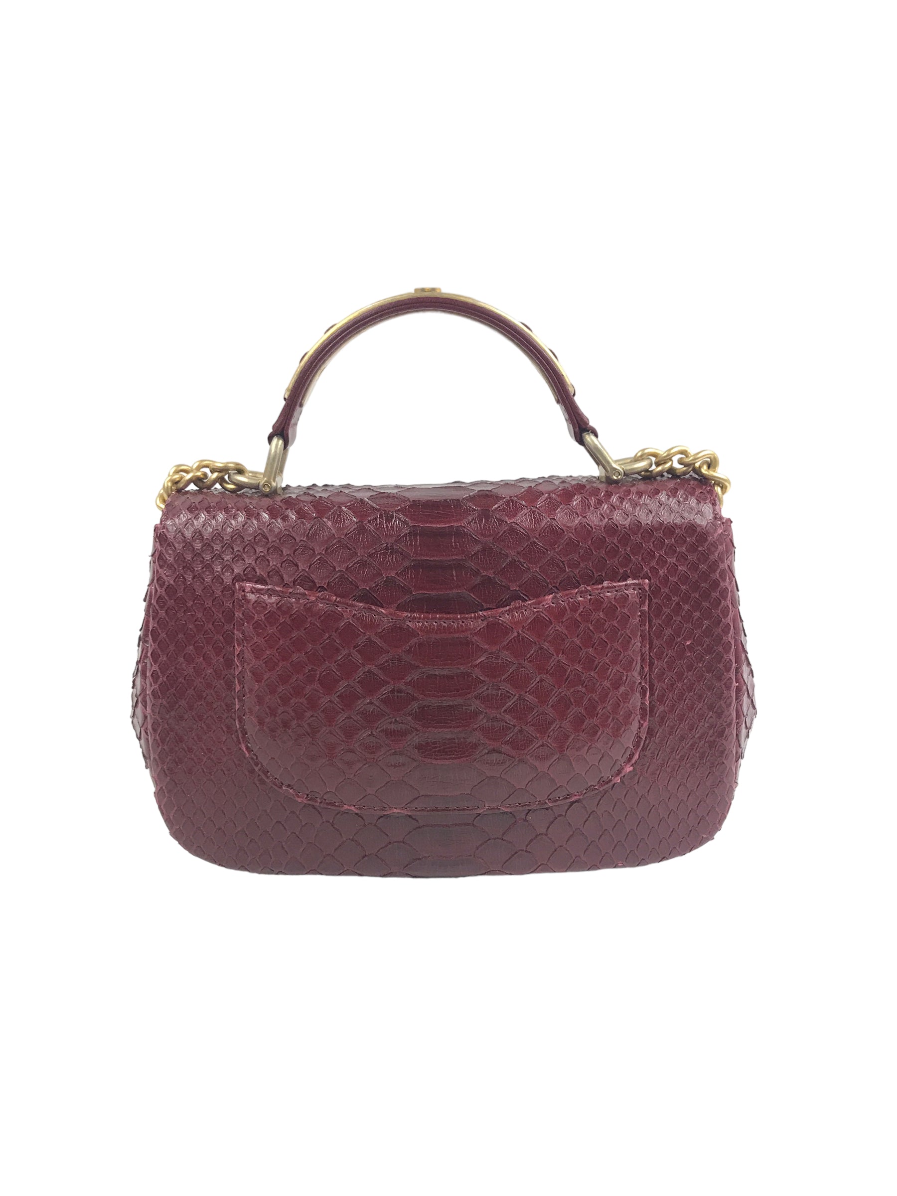 Burgundy Python “Carry Chic” Small Top Handle Flap Bag W/AGHW
