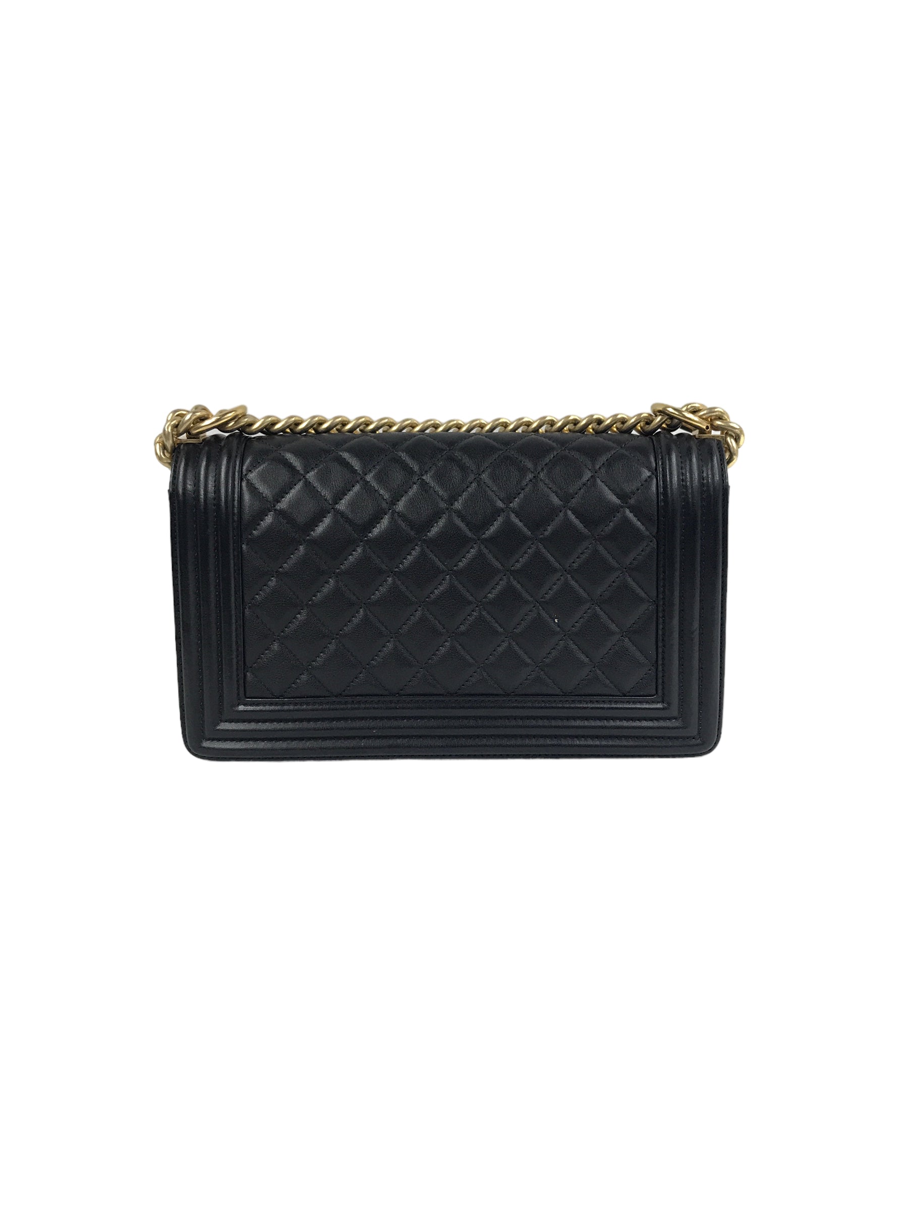 Black Quilted Lambskin Medium Boy Bag W/AGHW