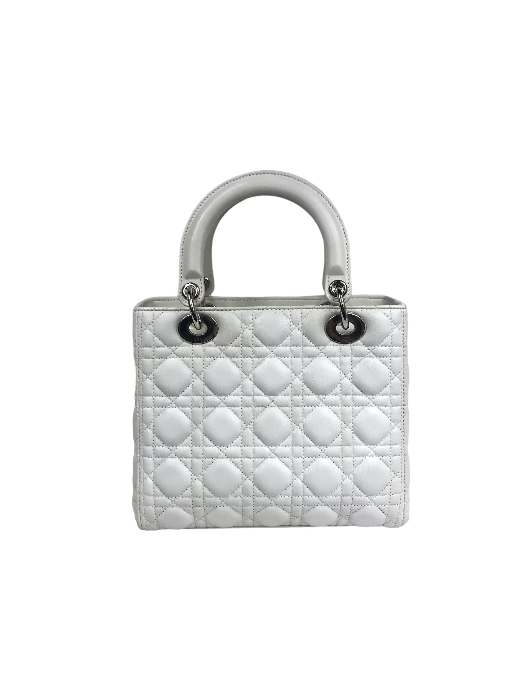 White Medium Lady Dior W/SHW