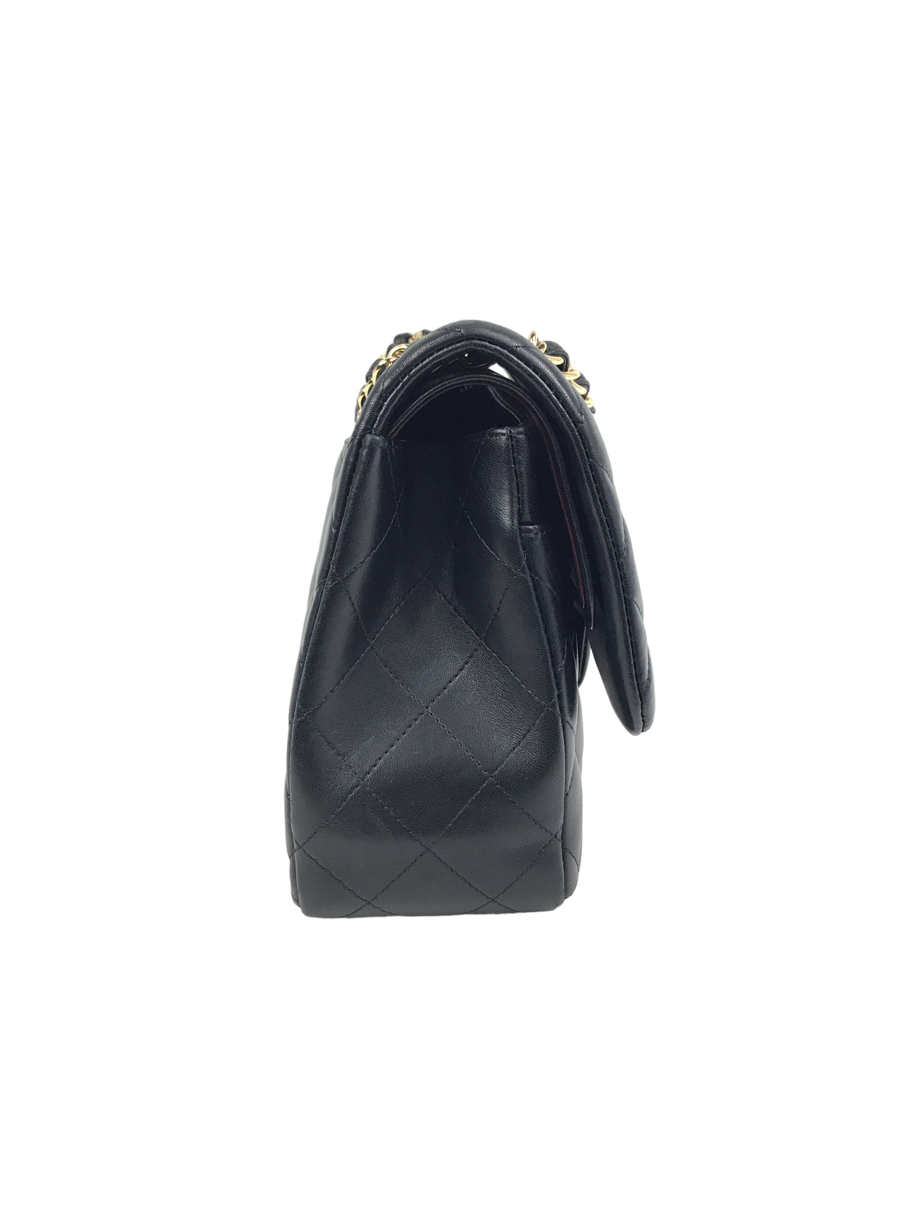 Black Quilted Lambskin Double Flap Jumbo Classics Flap w/GHW