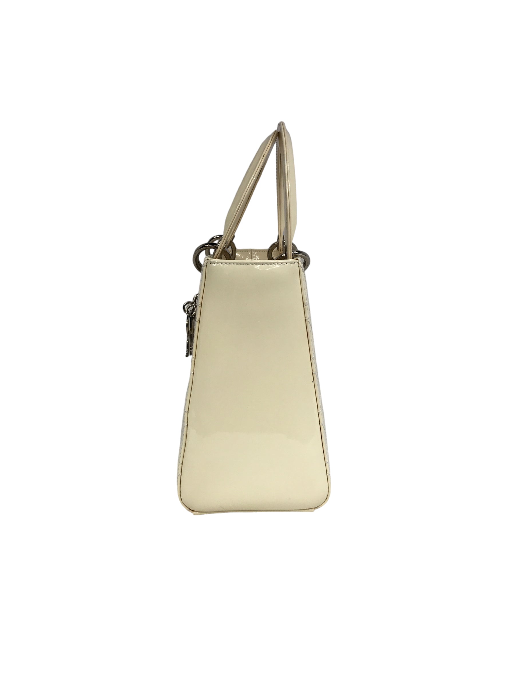 Medium Cream Patent Leather Lady Dior w/SHW