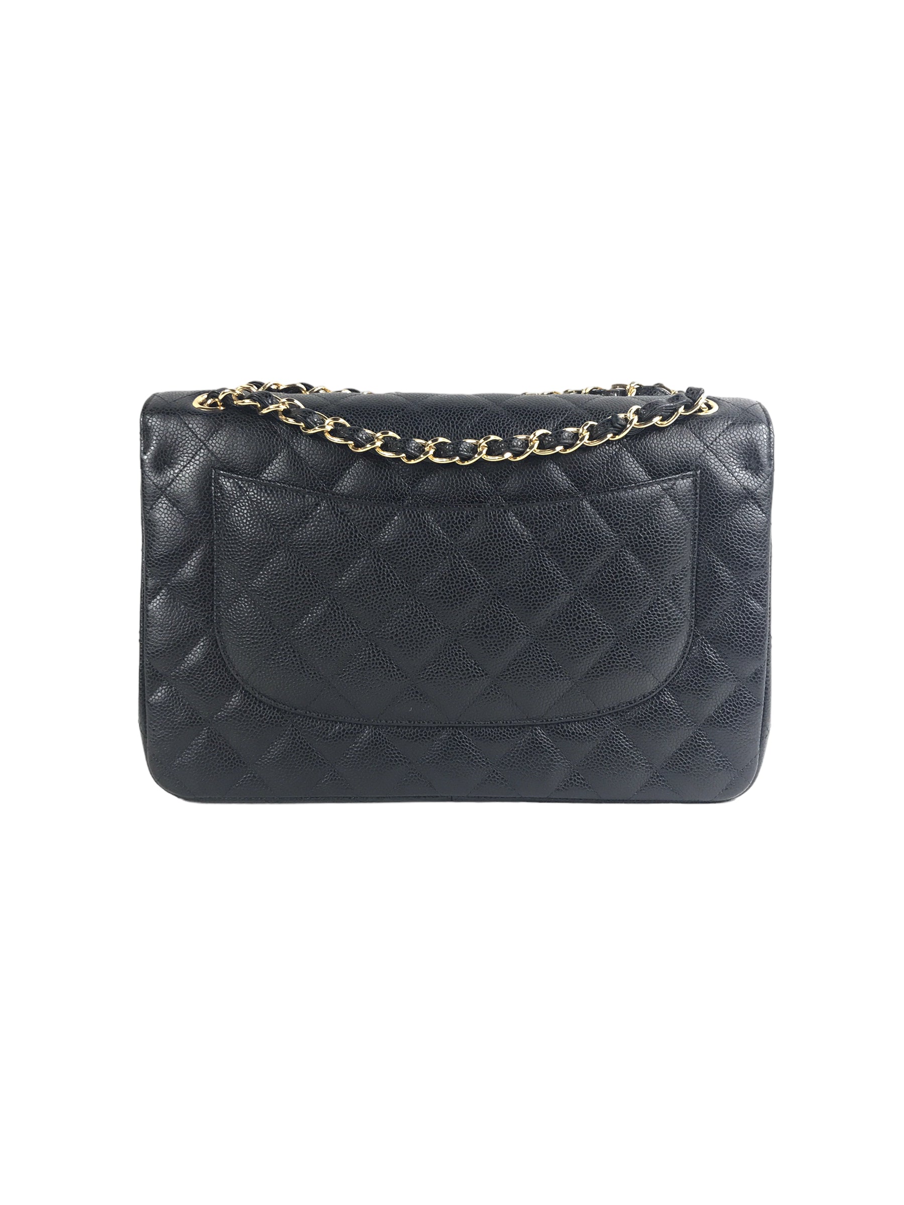 Black Caviar Double Flap Jumbo W/GHW