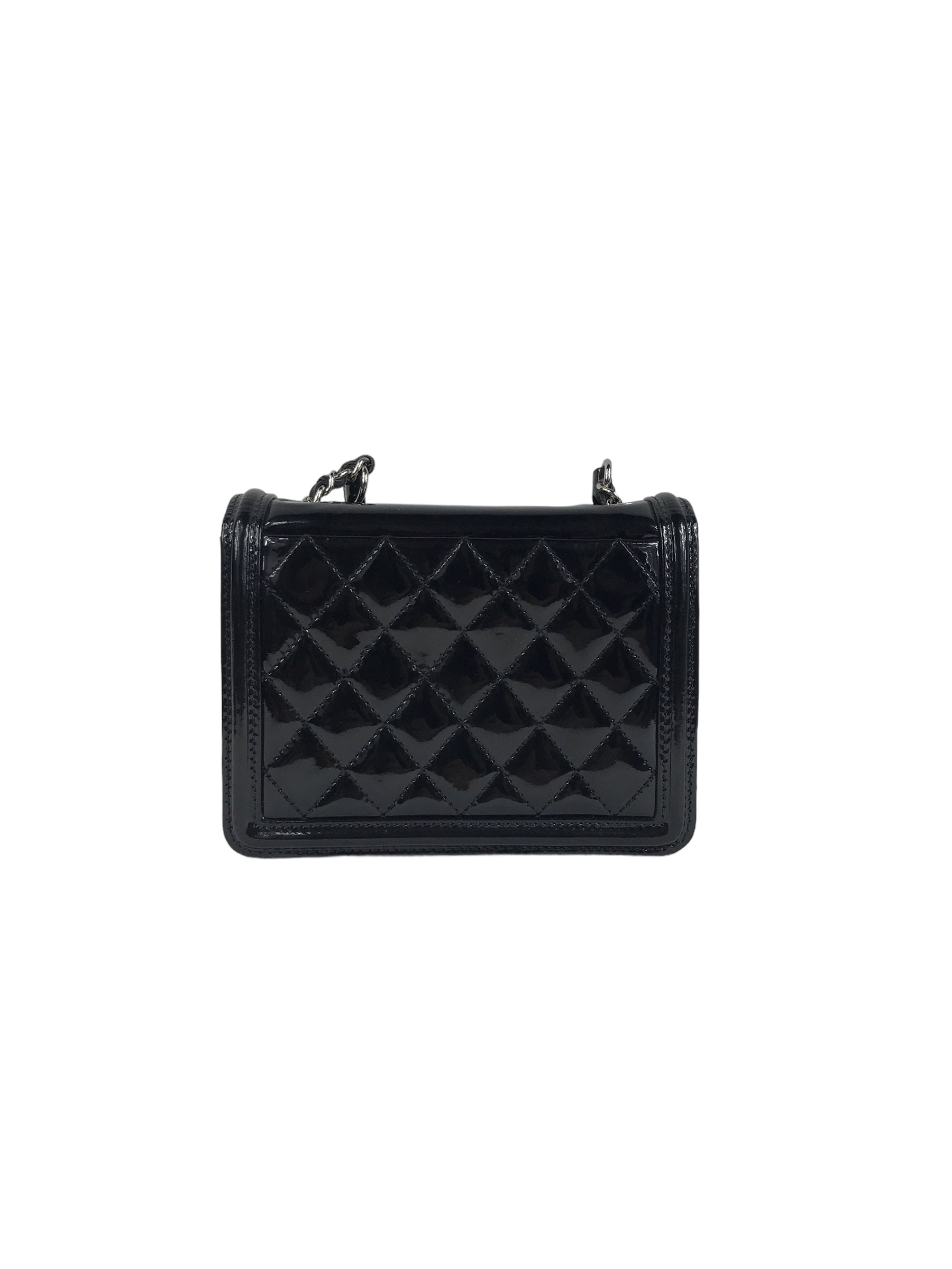 Nude/Black Striped Plexiglass and Black Patent Leather Boy Brick Flap Bag w/SHW