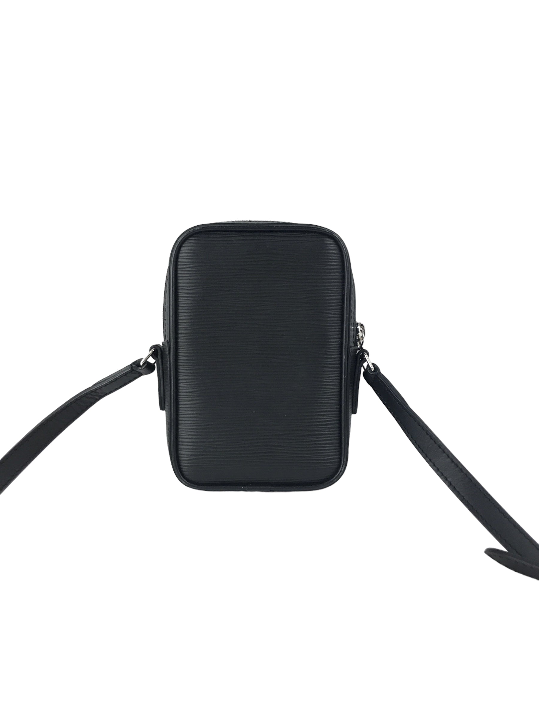 Black Epi Leather Logo Danube Crossbody Bag w/SHW