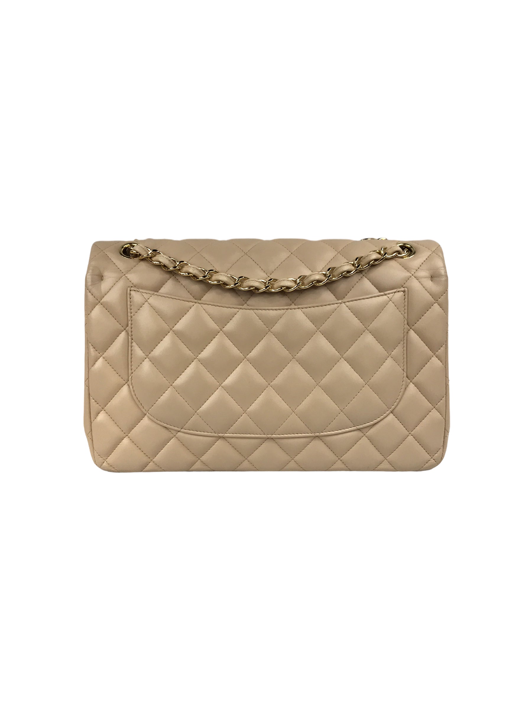 Beige Clair Quilted Lambskin Jumbo w/GHW