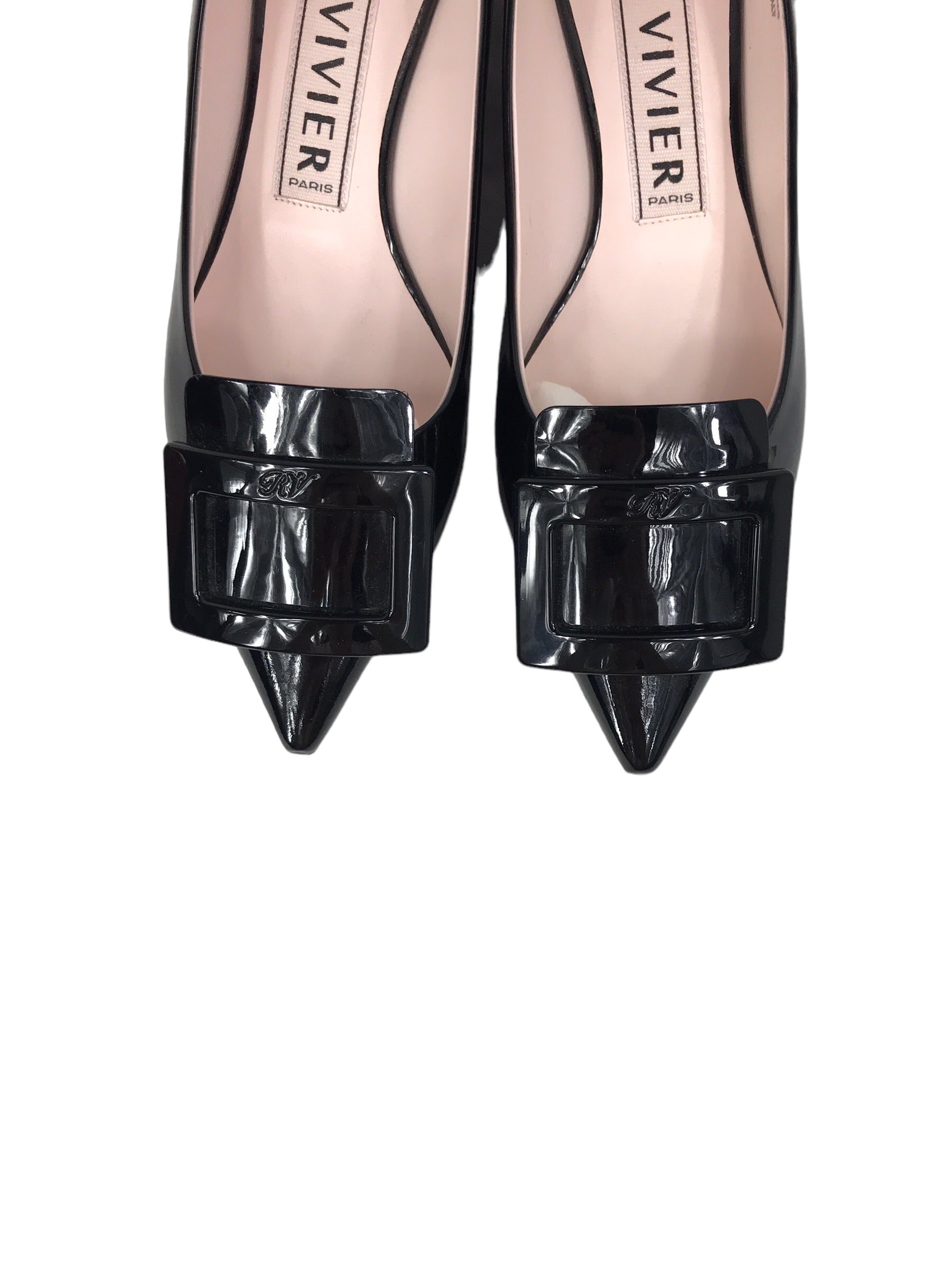 Black Patent Leather Pointed Toe Kitten Heel Ballet Flats