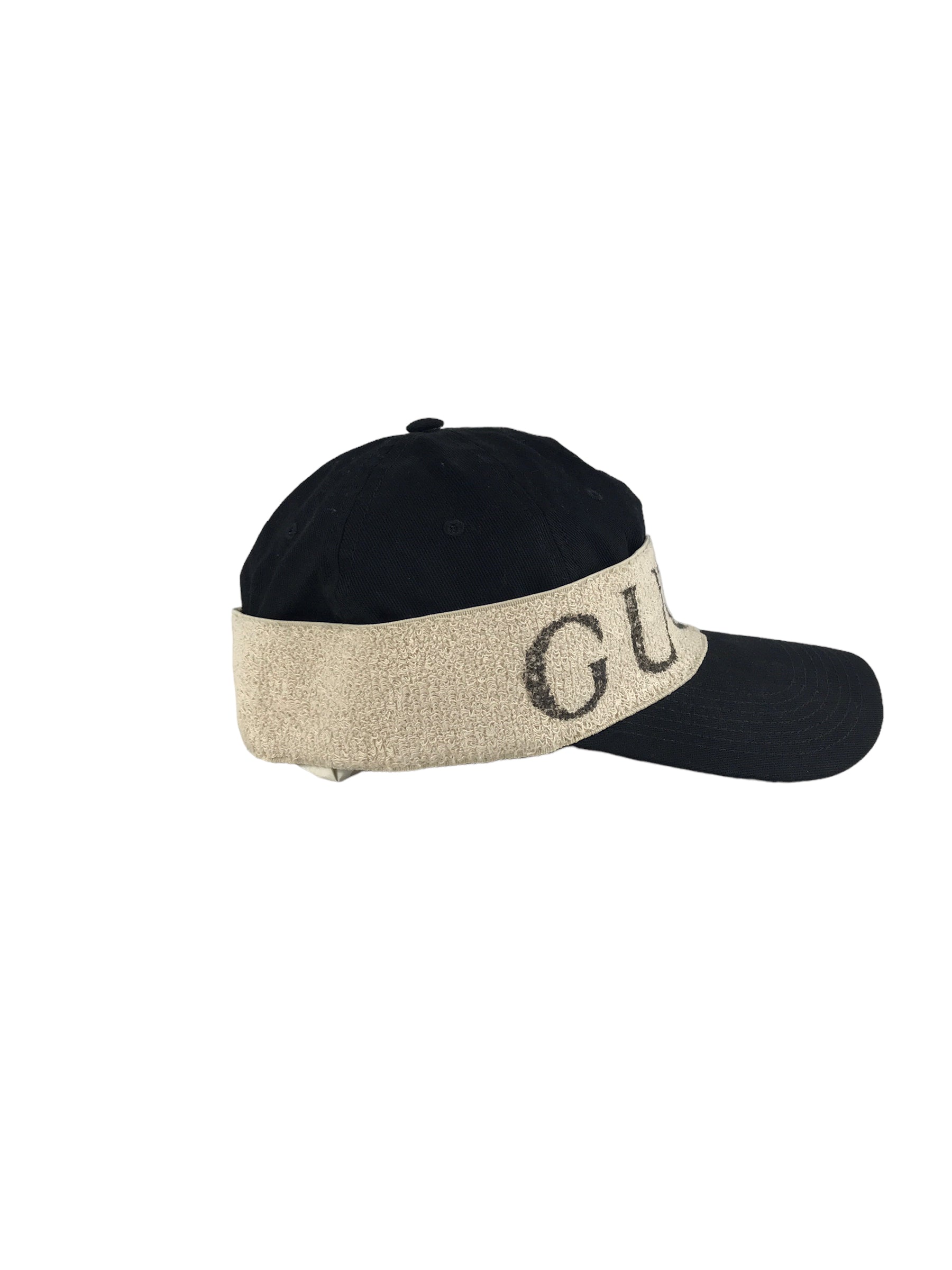 Black Cotton Logo Print Baseball Cap