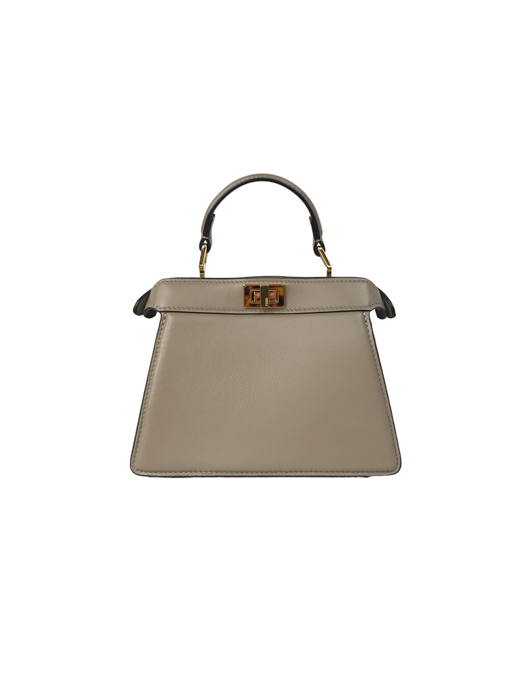 Dove Grey Nappa Leather Peakaboo ISeeU Petite Tortoiseshell-effect plexiglass Bag w/ GHW