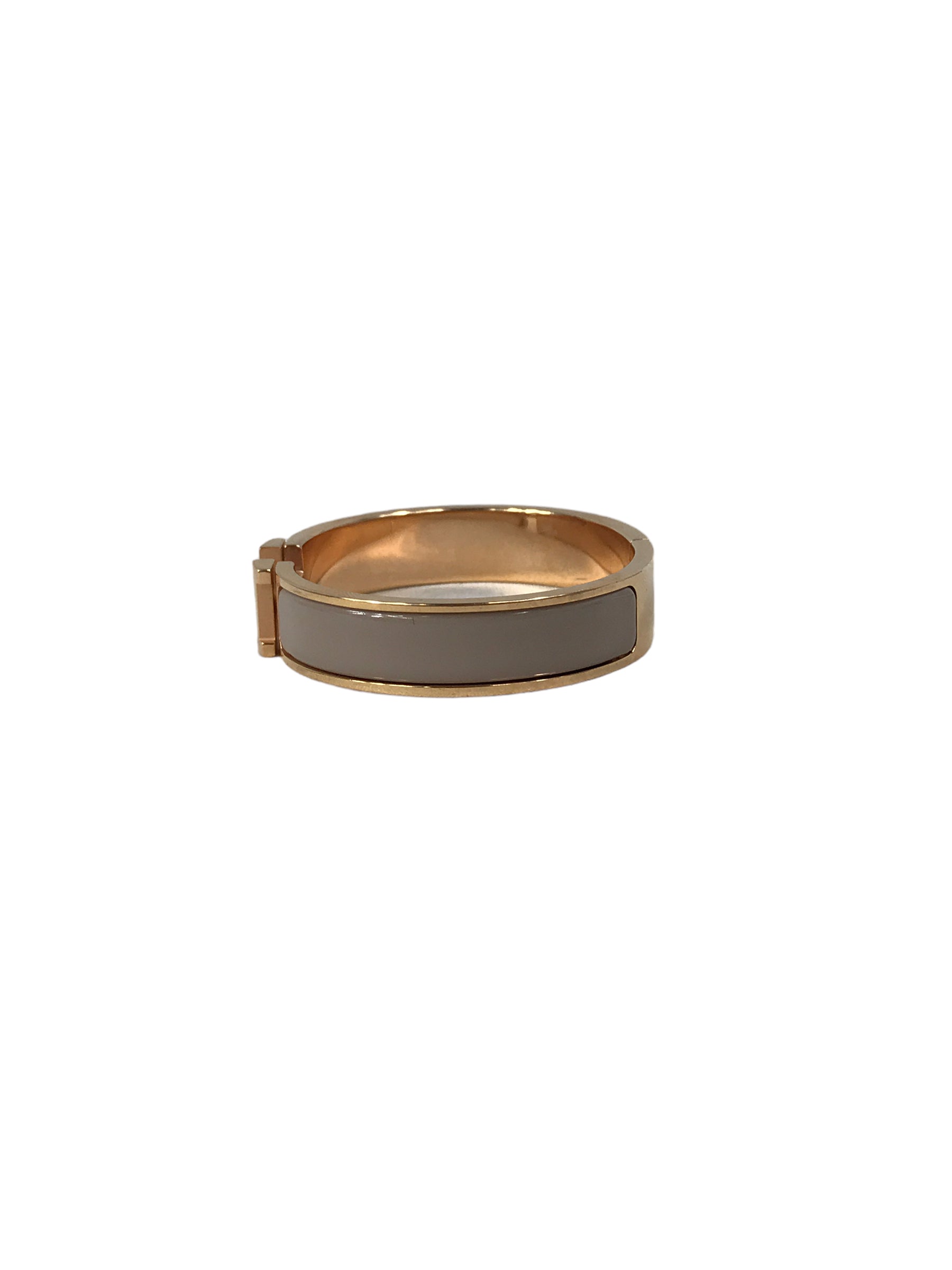 Clic H Marron Glace Enamel PM Bracelet w/RGHW