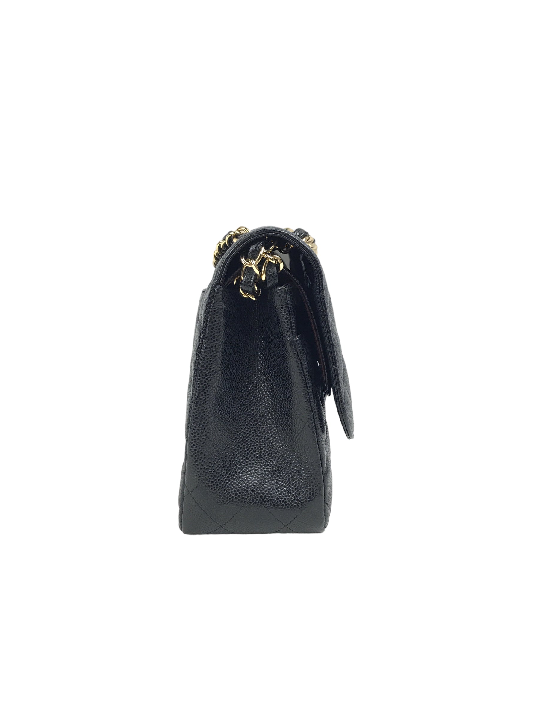 Black Caviar Quilted Double Flap Jumbo w/GHW