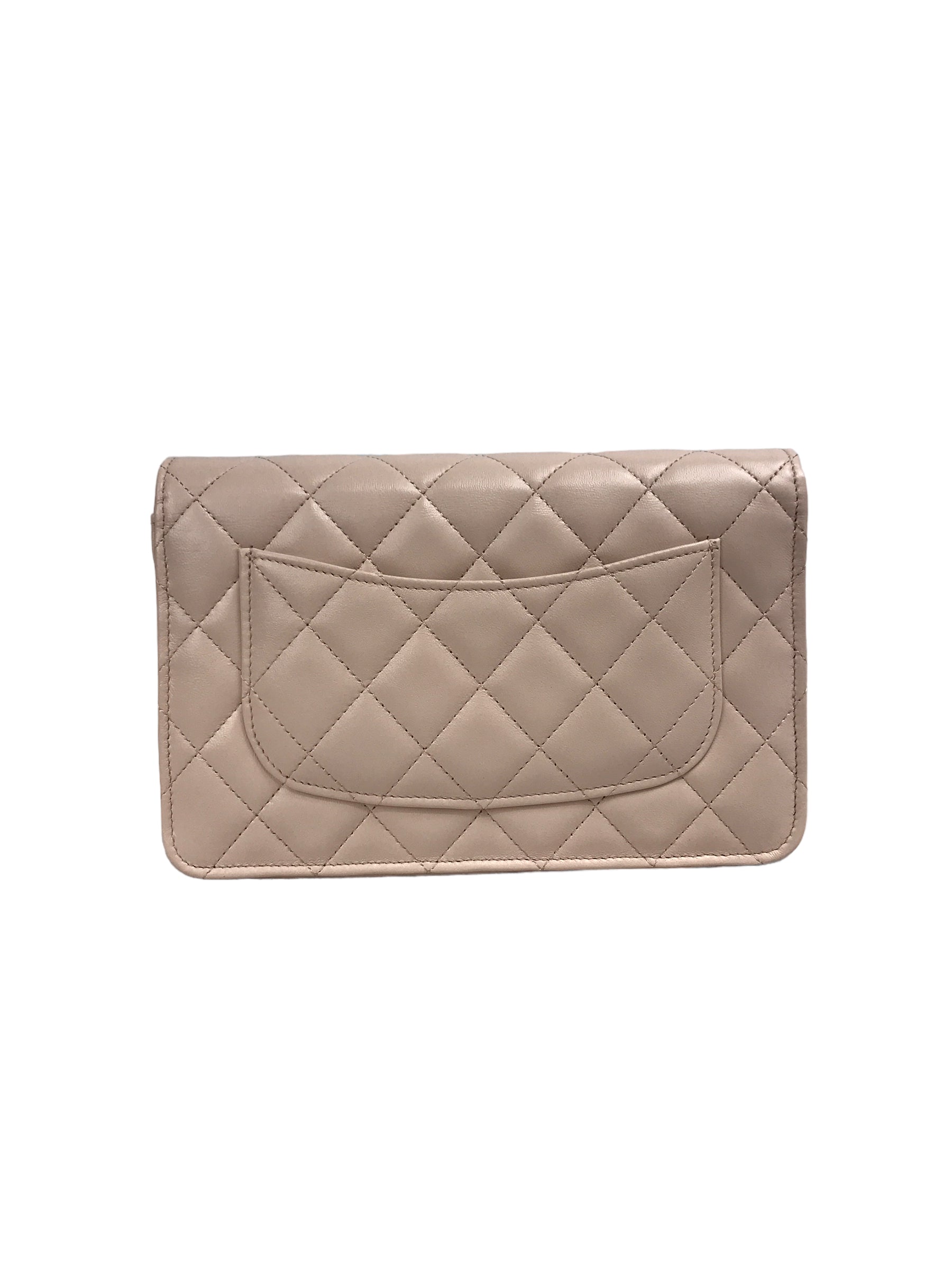 Plush Pink Quilted Lambskin Leather Pearl Crush Wallet on Chain w/AGHW