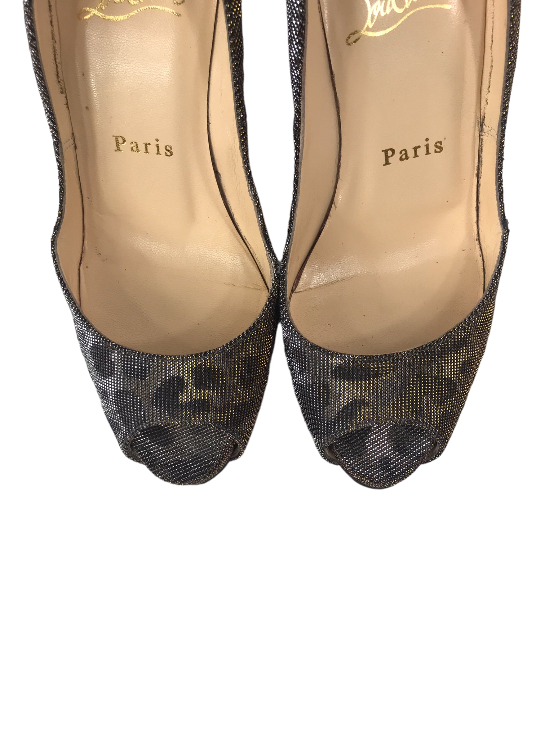 VeryPrive Leopard Sequins Print Platform Open Toe Pumps