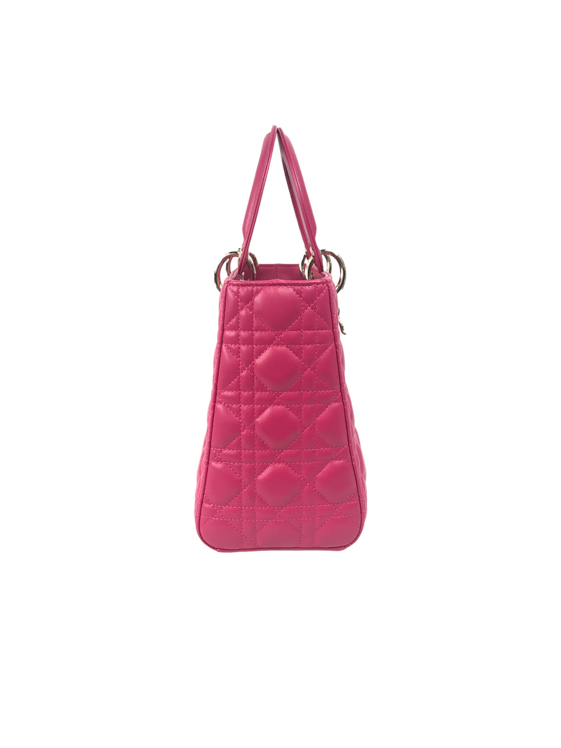 Magenta Medium Lambskin Leather Lady Dior w/GHW