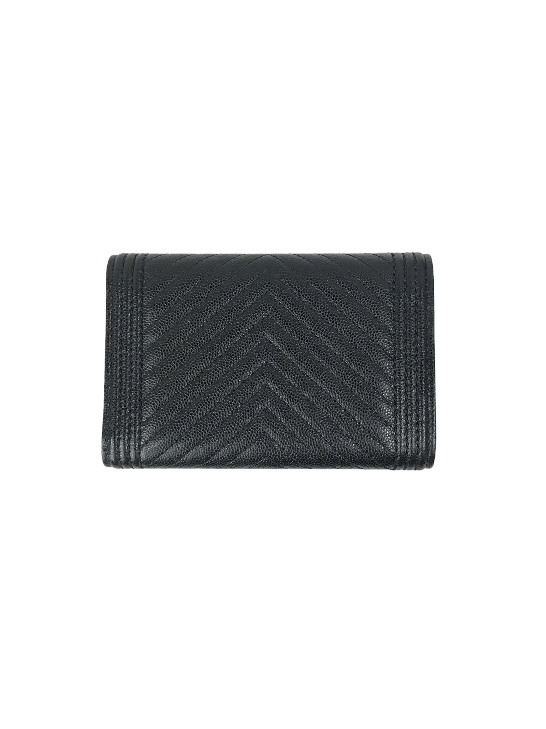 Black Caviar Chevron Boy Flap Wallet w/RHW