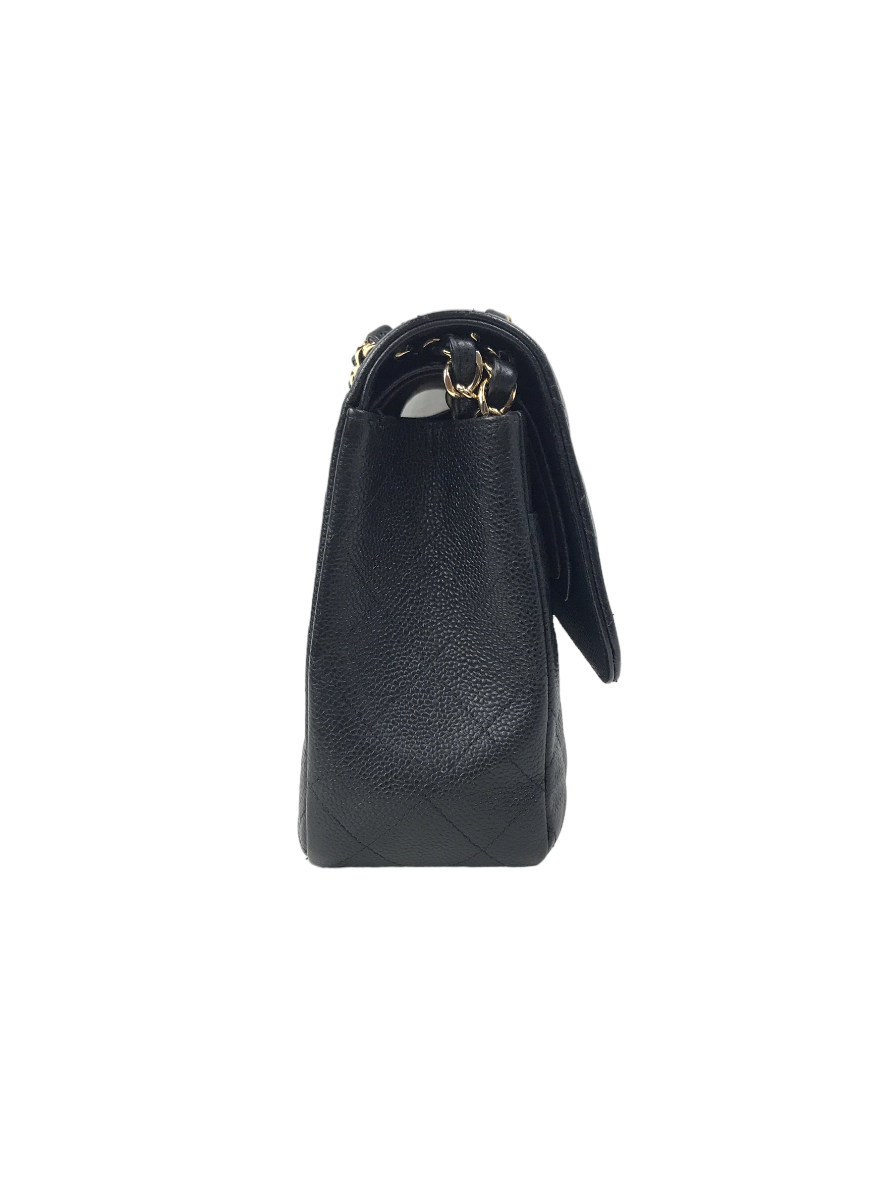 Black Caviar Quilted Double Flap Jumbo Classic Flap w/GHW