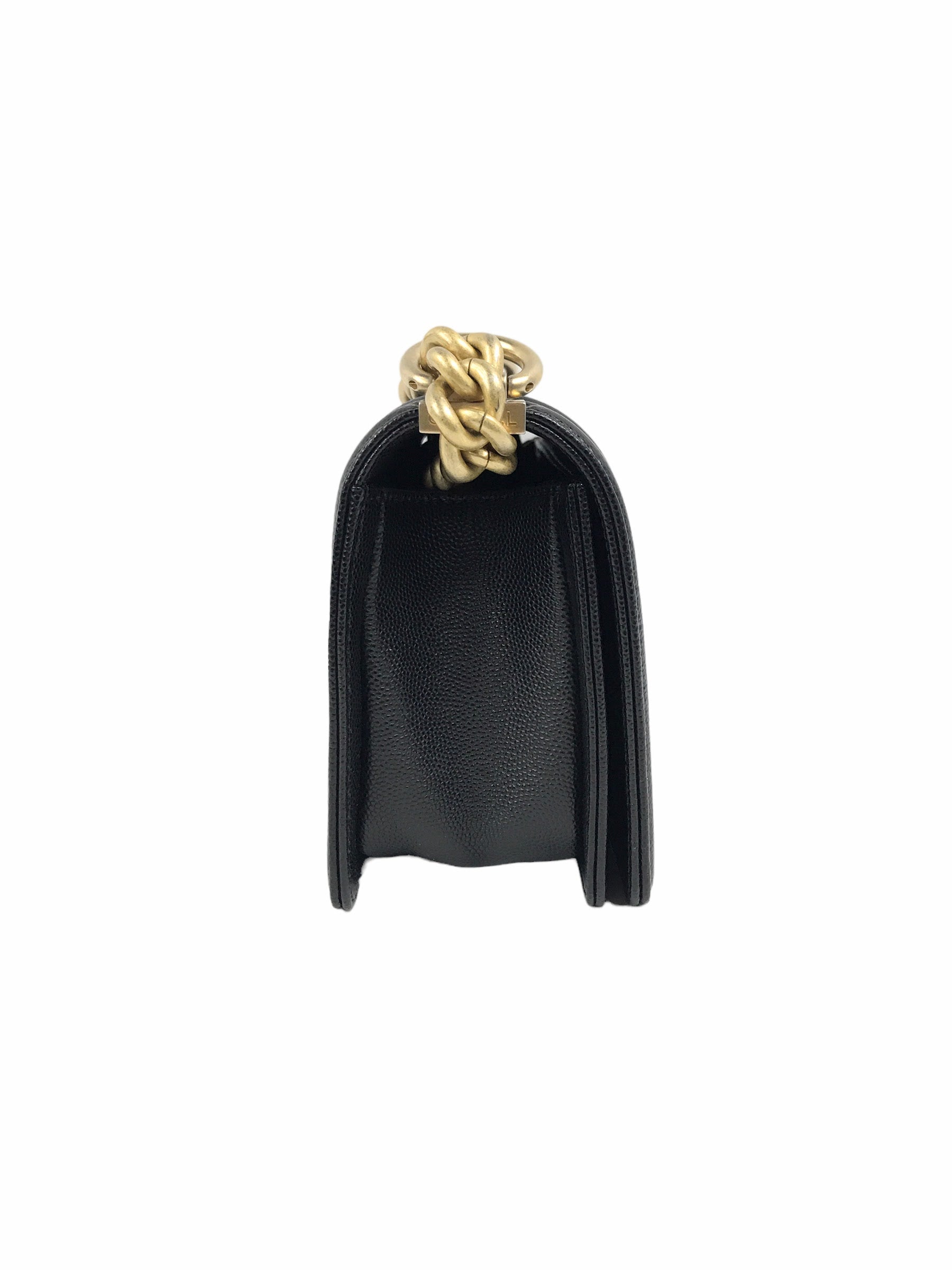 Black Caviar Small Quilted Boy Bag w/AGHW