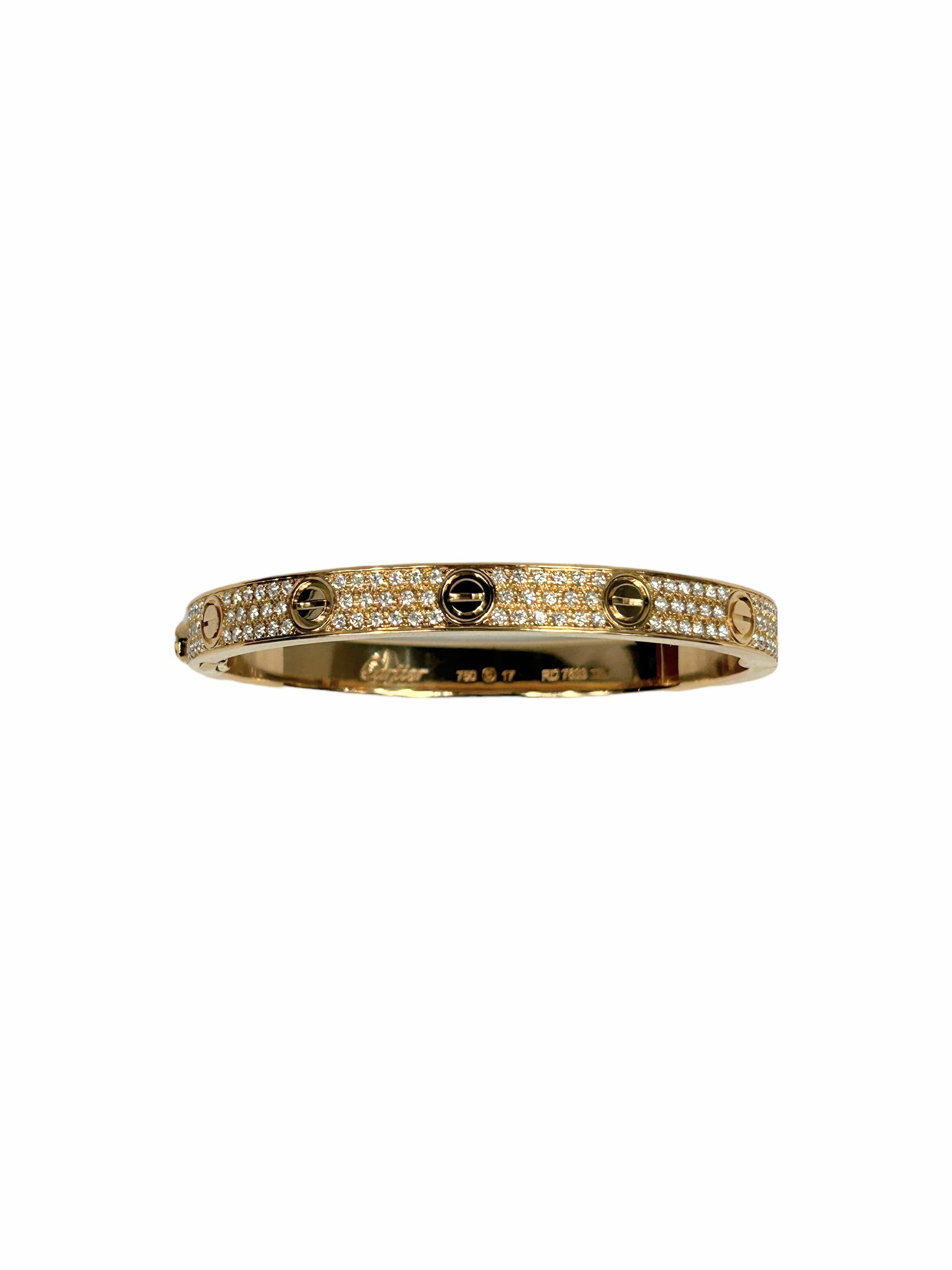 18K Rose Gold Diamond Paved Love Bracelet