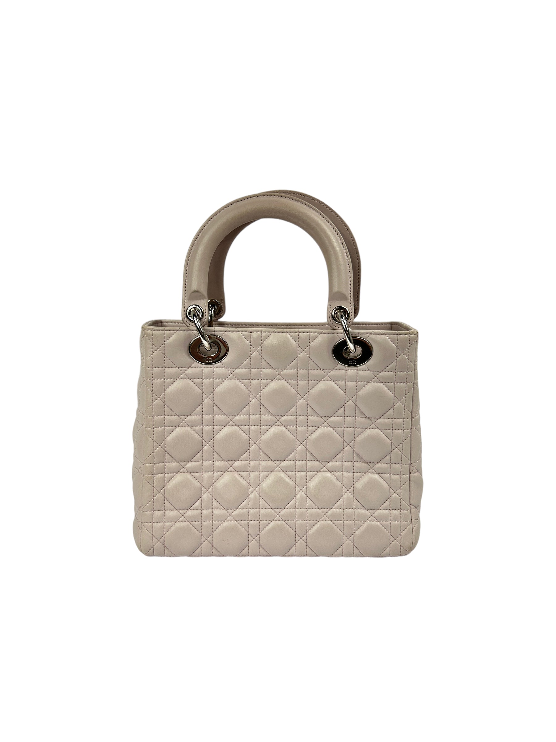 Quilted Medium Light Pink Lambskin Leather Lady Dior w/SHW