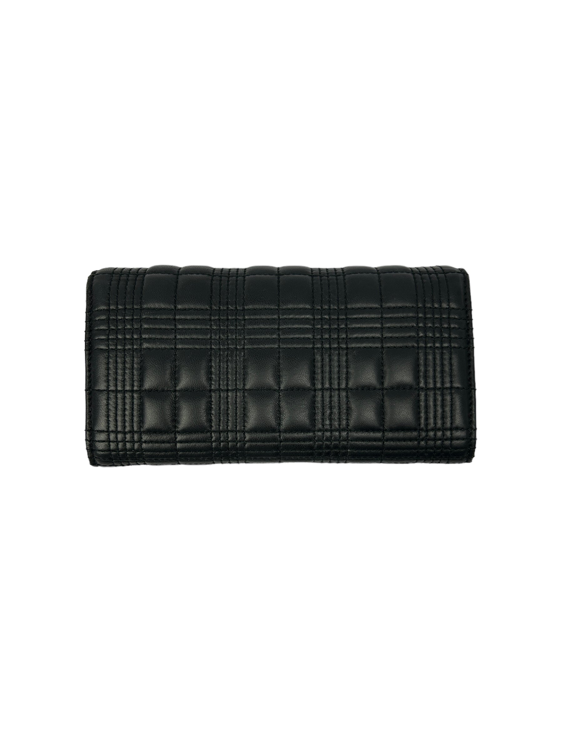 Black Quilted Lola Lambskin Leather Wallet