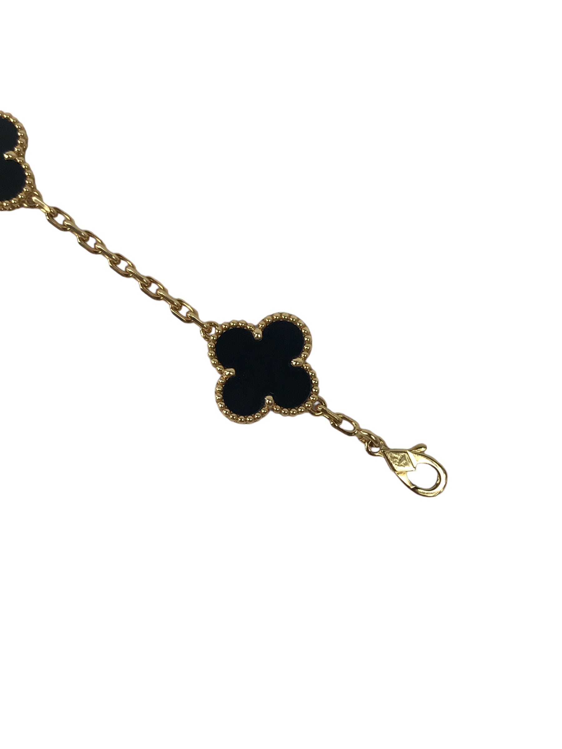 Alhambra Onyx 10 Motifs 18K Yellow Gold Necklace