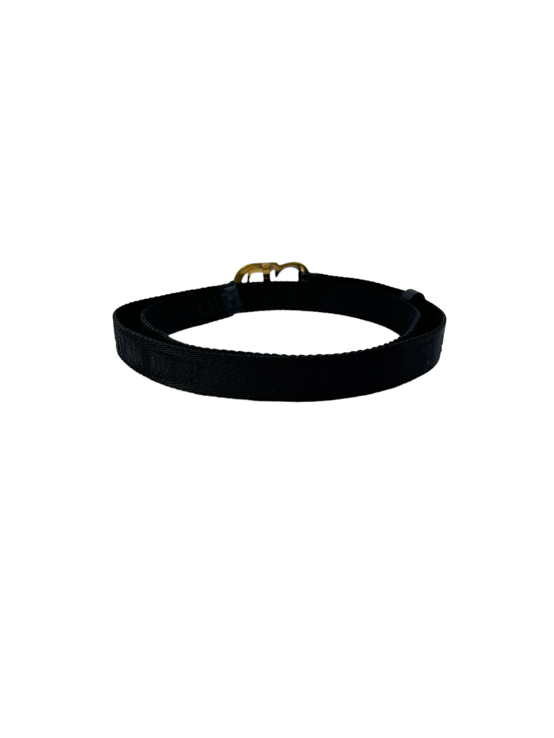 Thin Black Jacquard Logo Saddle Belt w/AGHW