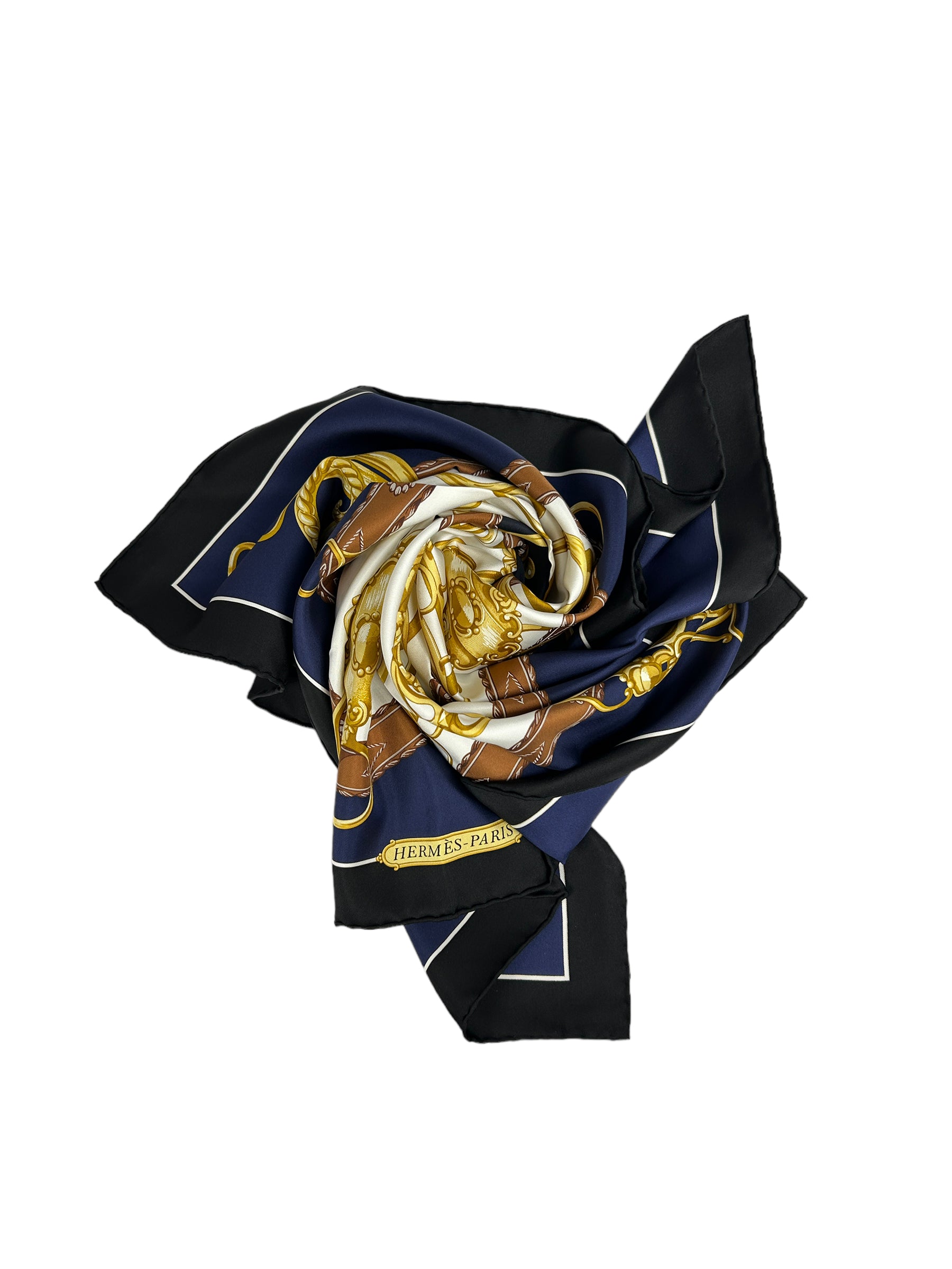 Noir/Marine/Blanc "Lift Profile" Silk Scarf-ON LAYAWAY