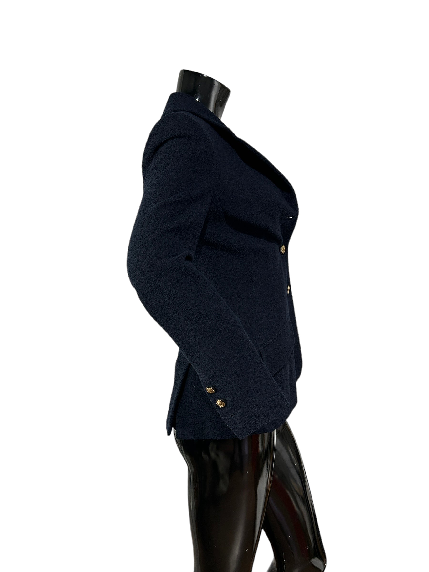 Navy Wool Blazer w/CC Gold Buttons