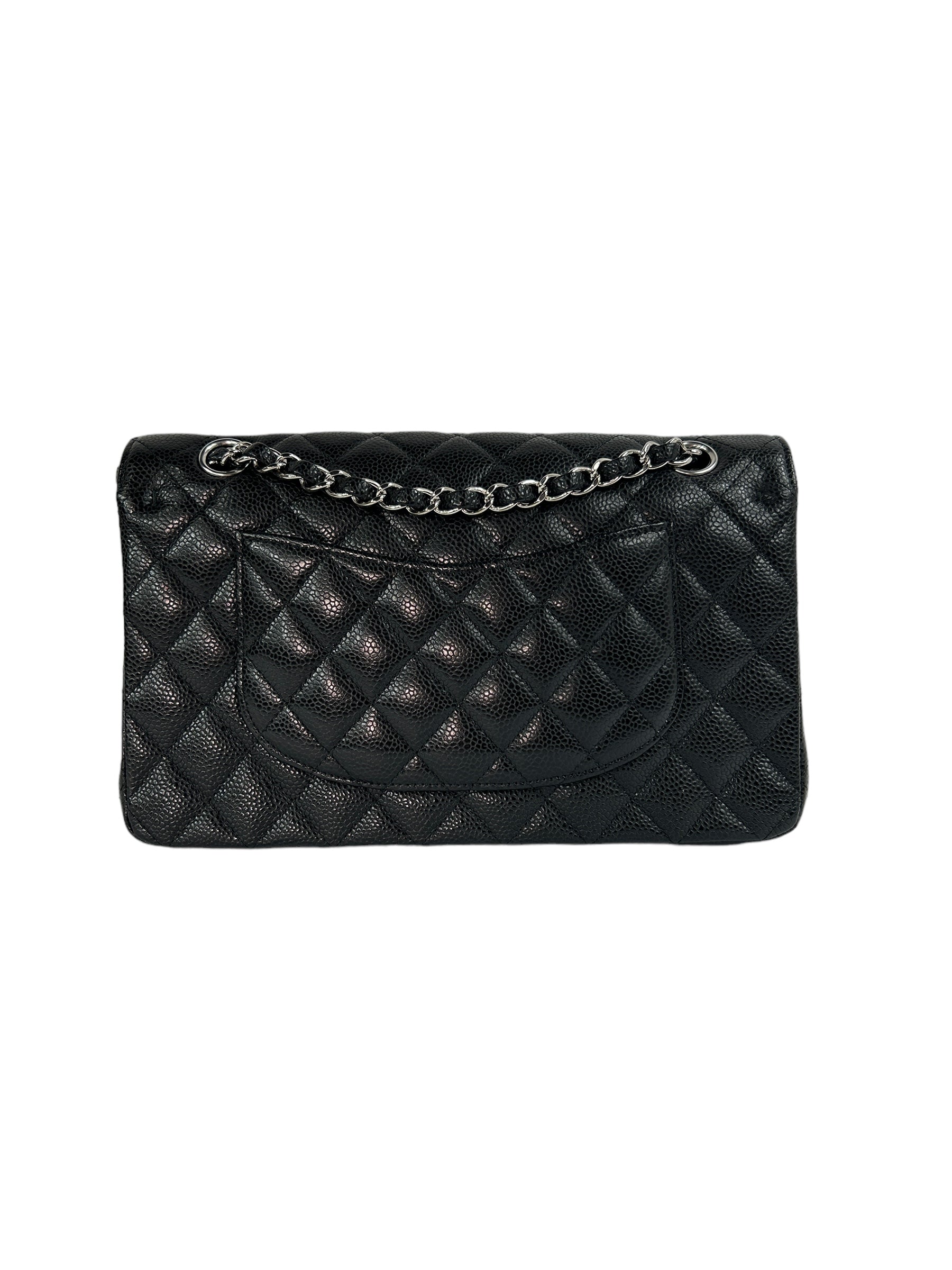 Black Quilted Caviar Double Classic Medium Flap Bag w/SHW- PENDING