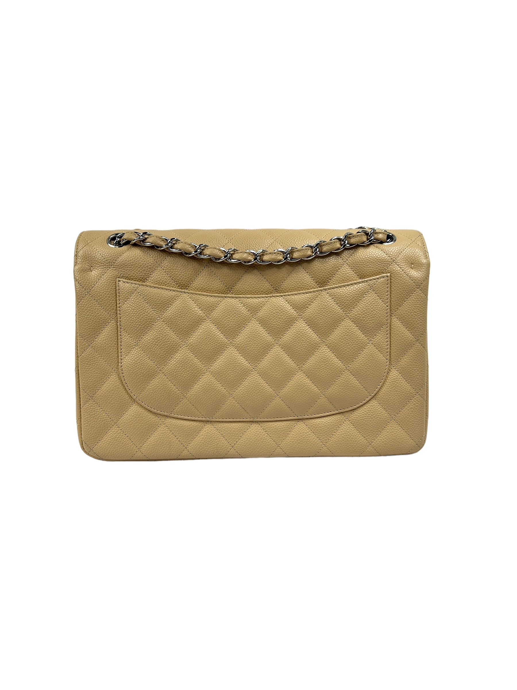 Nude Caviar Quilted Double Flap Jumbo w/SHW