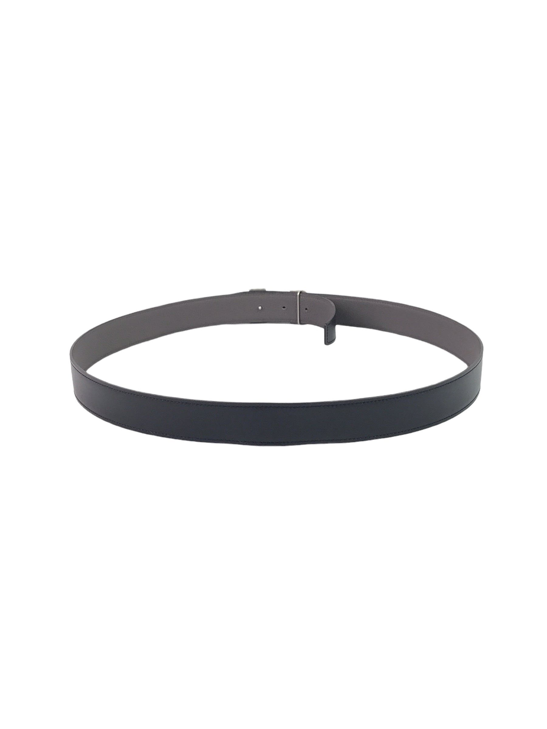 Black Box Calf/Etain Togo Leather H Belt W/PHW
