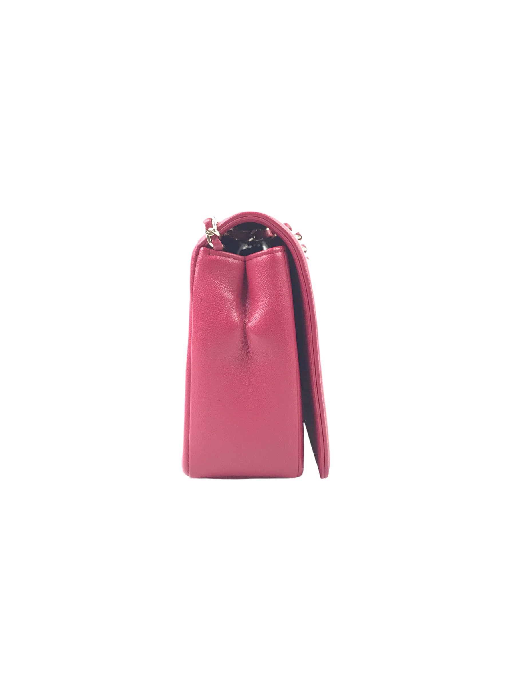 Fuchsia Pink Mademoiselle Vintage Sheepskin Flap Bag W/GHW
