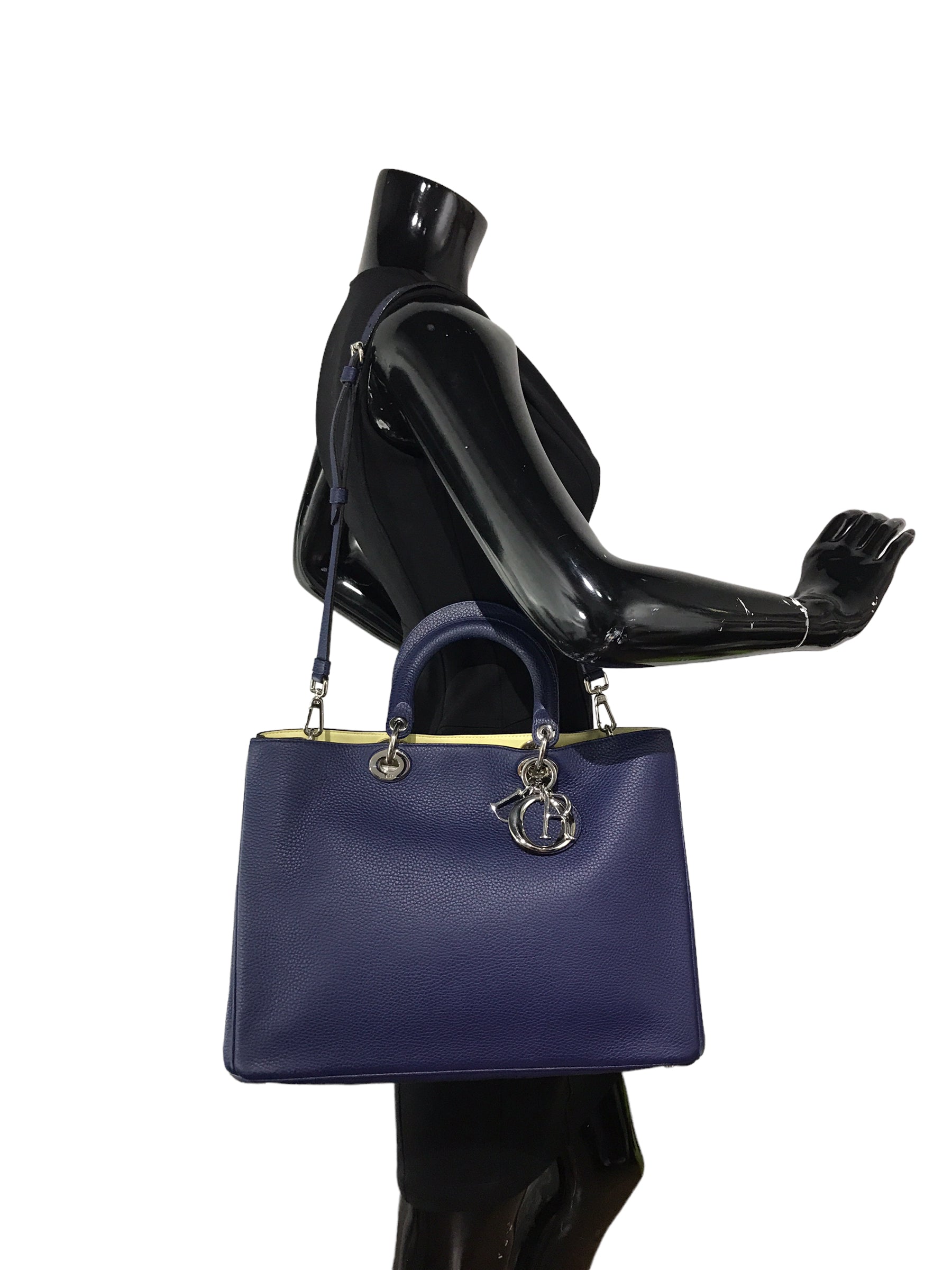 Cobalt Blue Grained Calfskin Large Diorissimo w/SHW